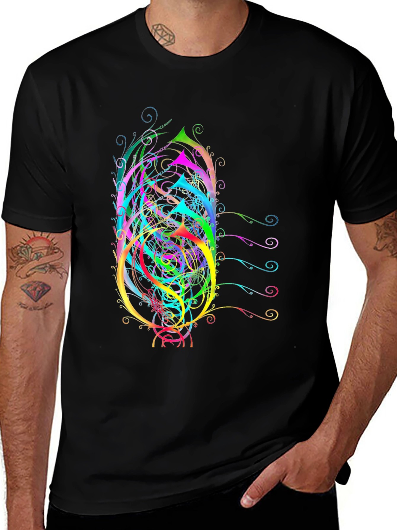 Variant 21 of Abstract Art Men's Black T-Shirt