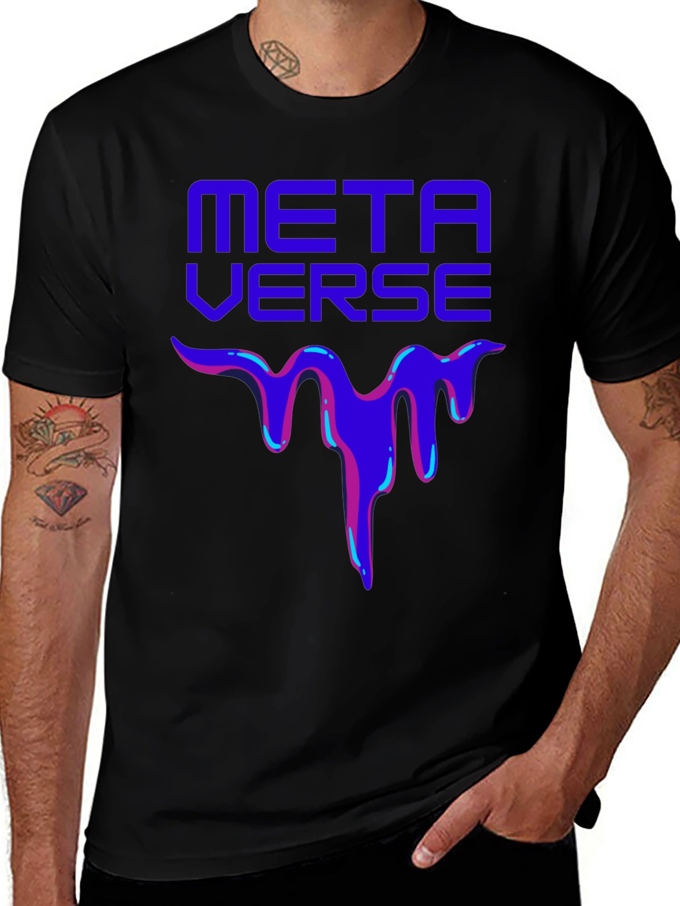 Variant 23 of Metaverse Drip Graphic T-Shirt - Trendy Casual Wear