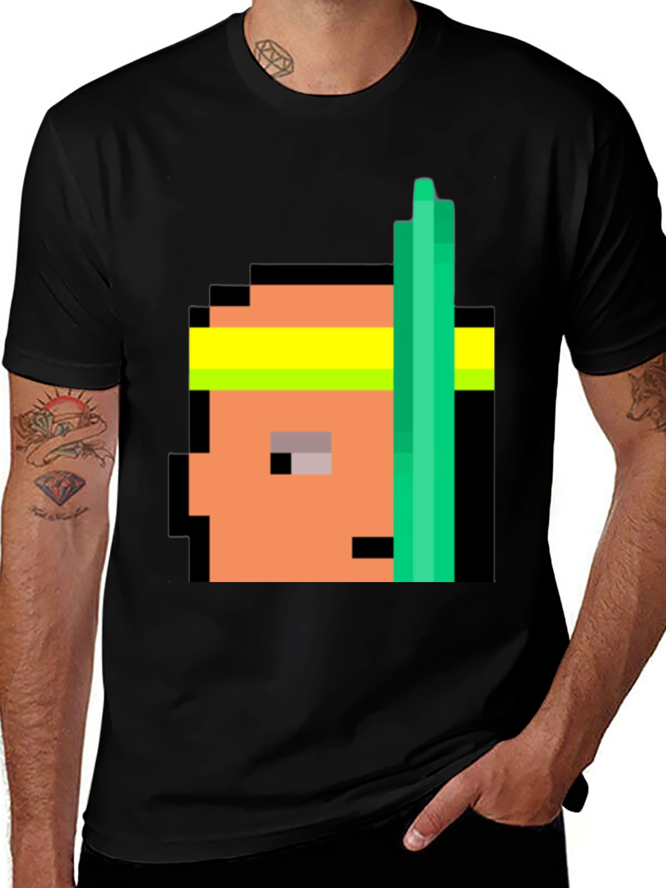 Retro Pixel Athlete Black T-Shirt