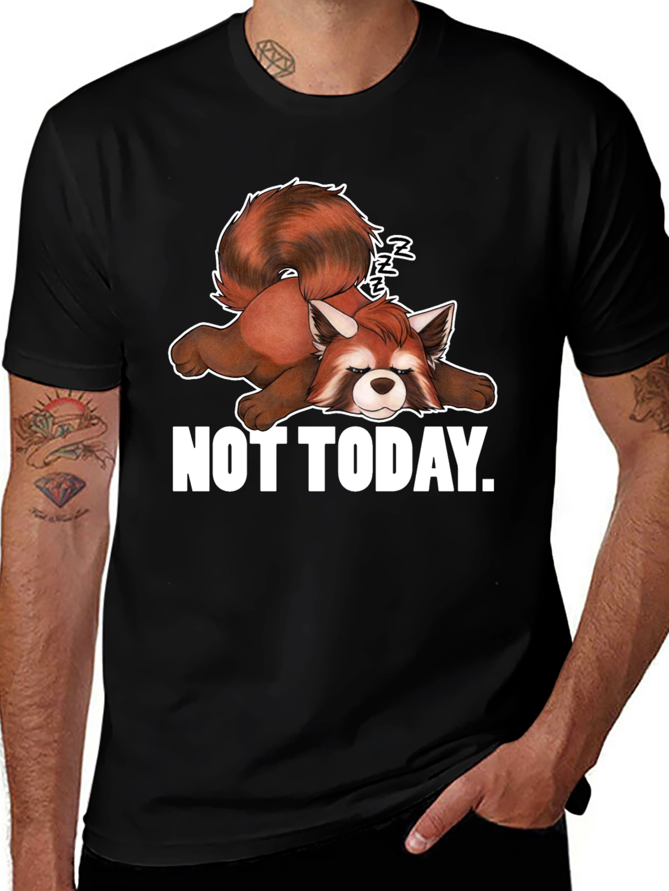 Variant 2 of Lazy Red Panda Graphic T-Shirt - Not Today!