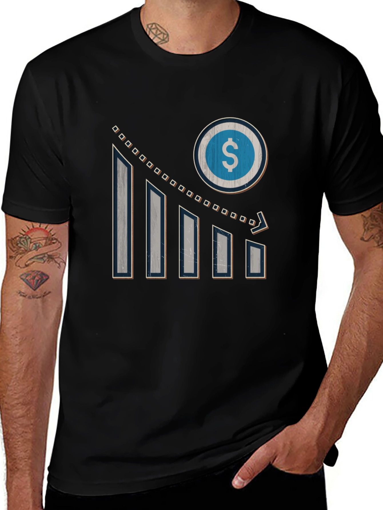 Variant 27 of Men's Graphic Tee - Dollar Sign Chart