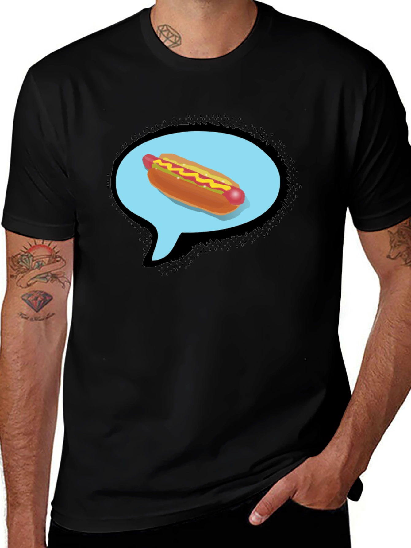 Variant 11 of Hot Dog Thought Bubble Black T-Shirt