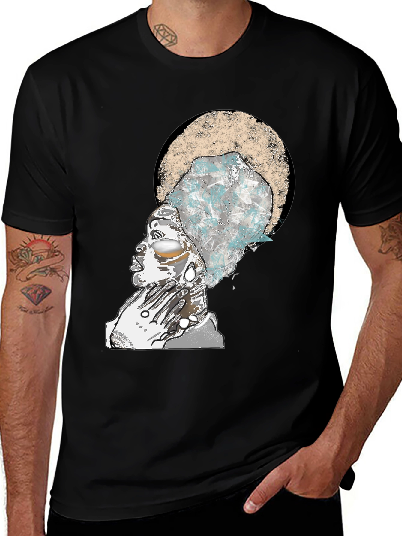 Variant 13 of Artistic Afro Queen Black T-Shirt