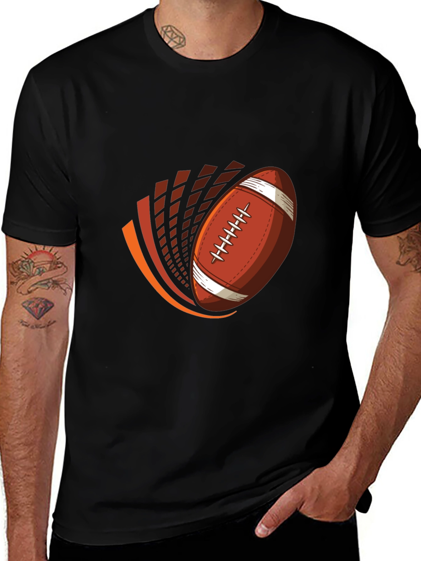 Variant 28 of Football Graphic Tee - Black Cotton T-Shirt