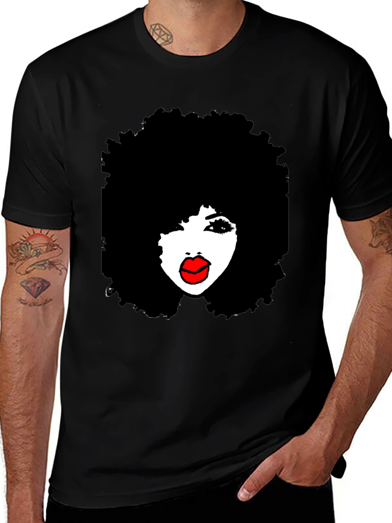 Afro Diva Graphic Tee - Stylish Black T-Shirt