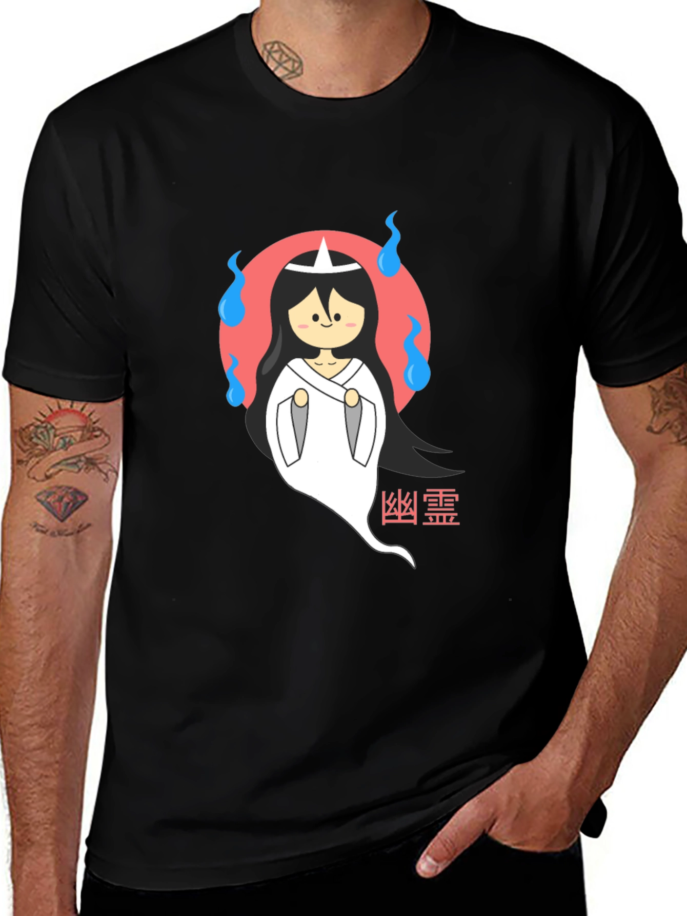 Variant 15 of Cute Japanese Ghost T-Shirt - Black