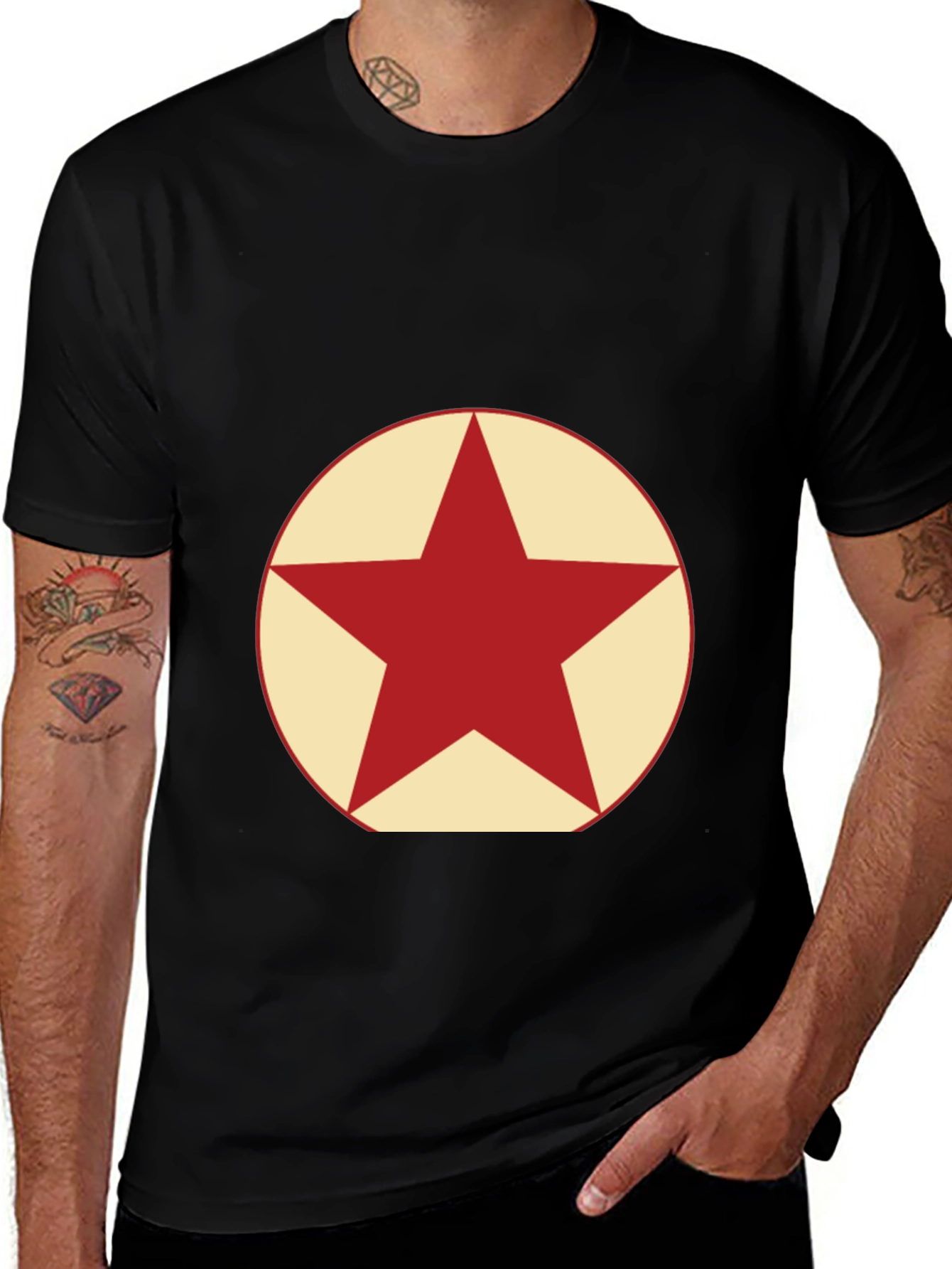 Variant 23 of Red Star Graphic Black T-Shirt