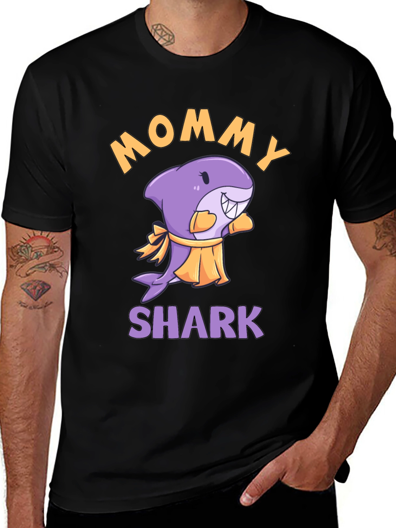 Mommy Shark Graphic T-Shirt - Novelty Cartoon Tee