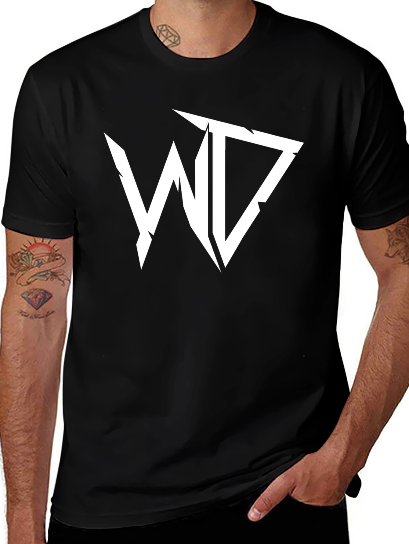 Variant 3 of Men's Black Graphic Tee - "WD" Design