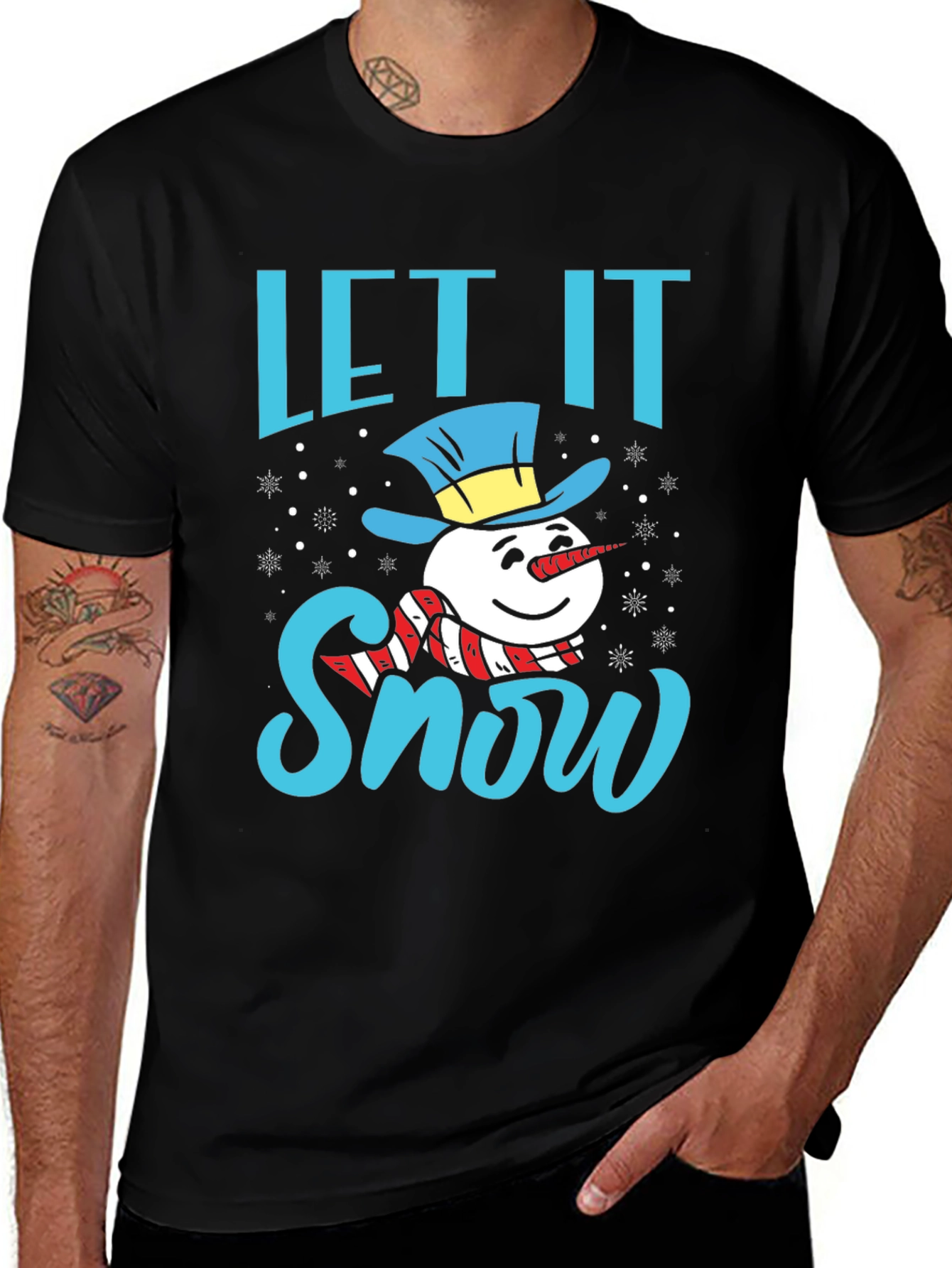 Variant 26 of Let It Snow T-Shirt with Snowman Graphic