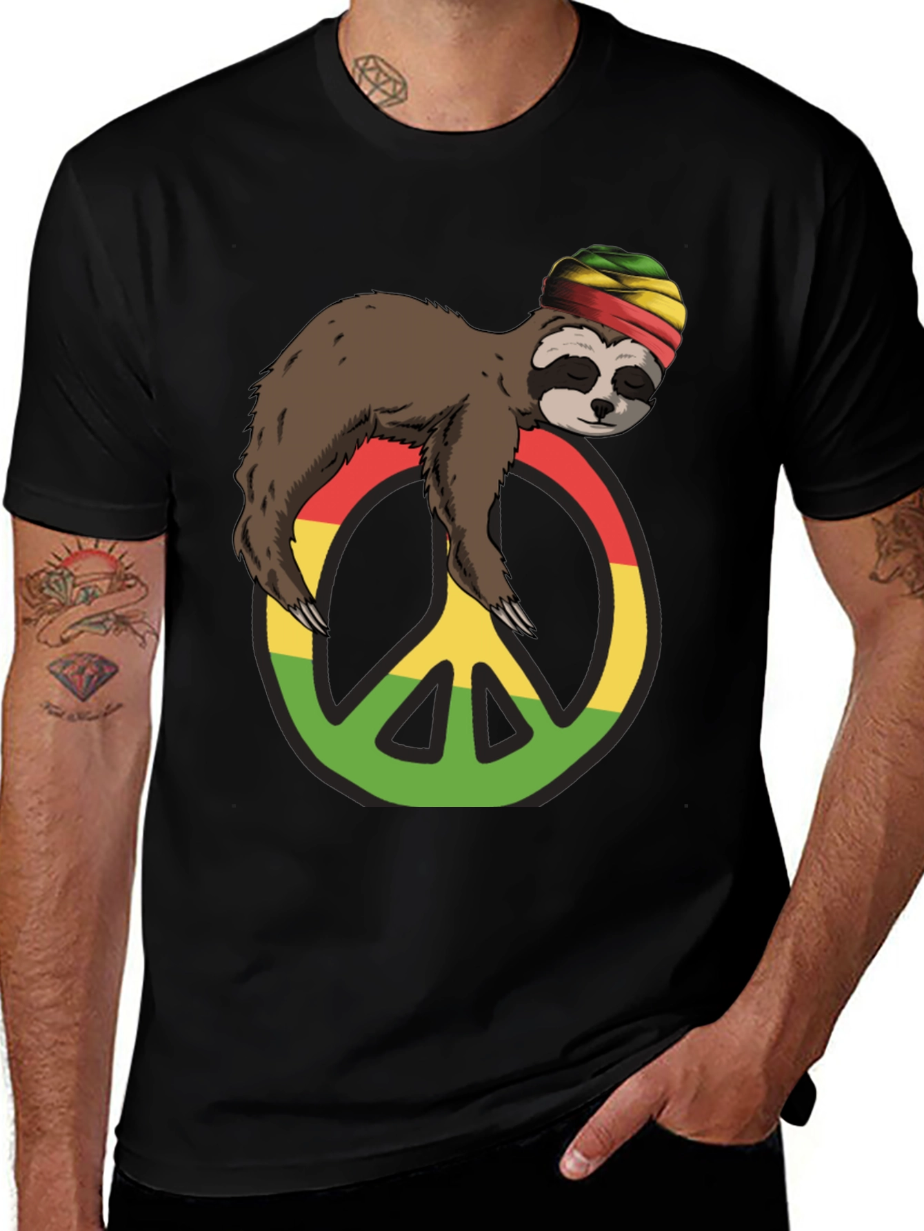 Variant 21 of Peace Sloth Rastafarian Shirt