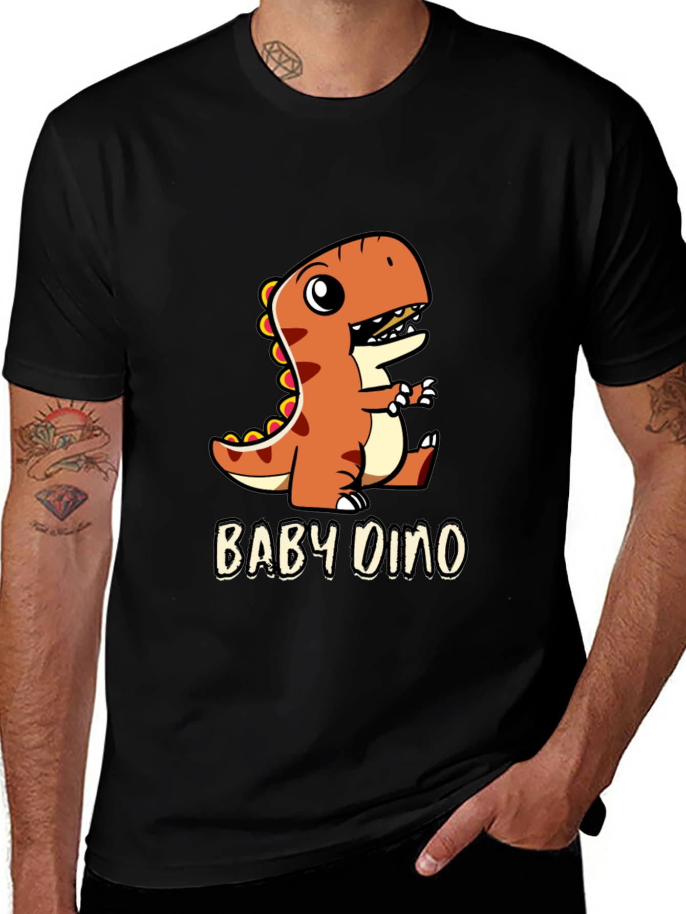 Variant 14 of Cute Baby Dino Black T-Shirt