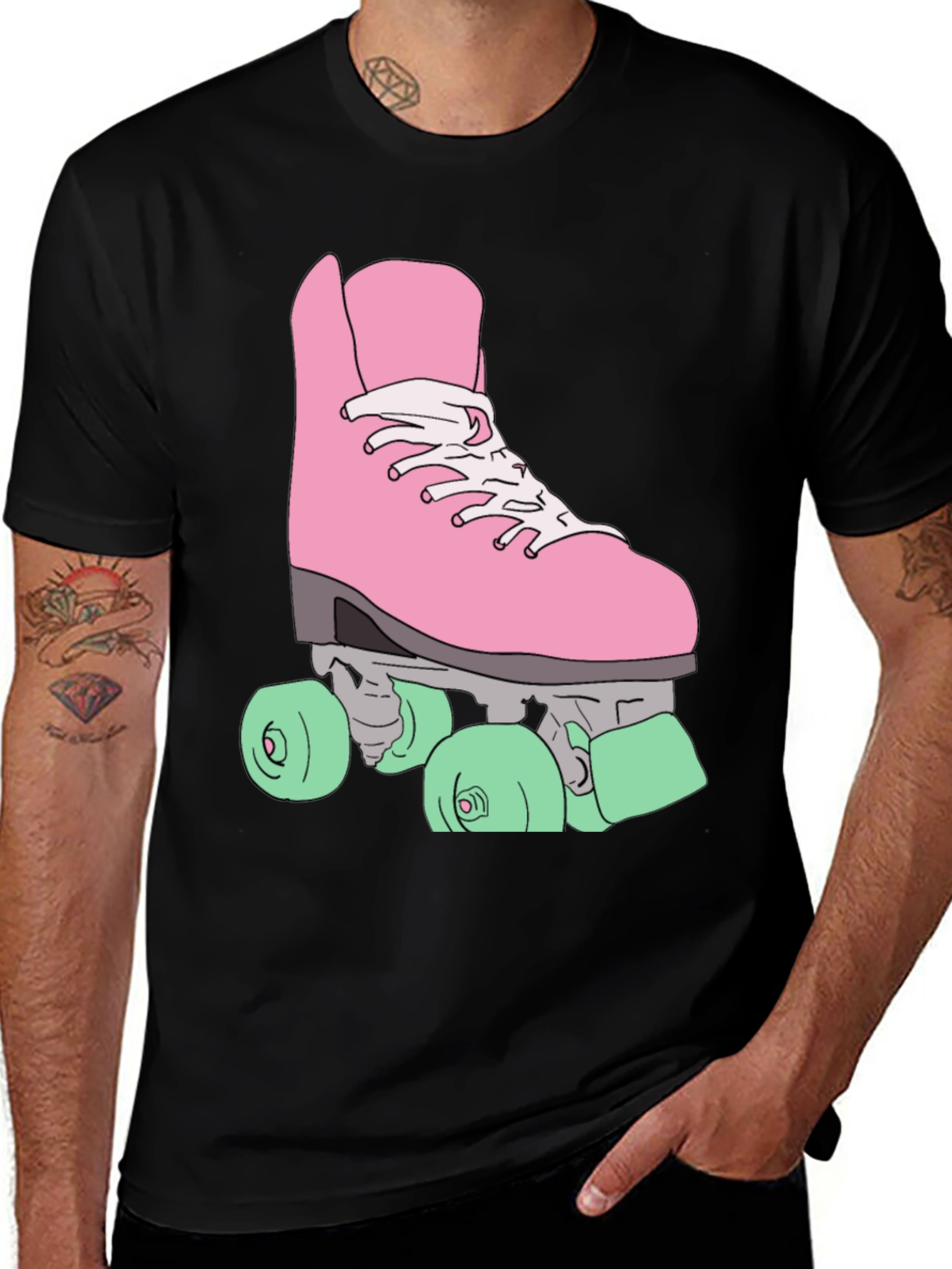 Variant 20 of Retro Roller Skate Graphic Tee - Black