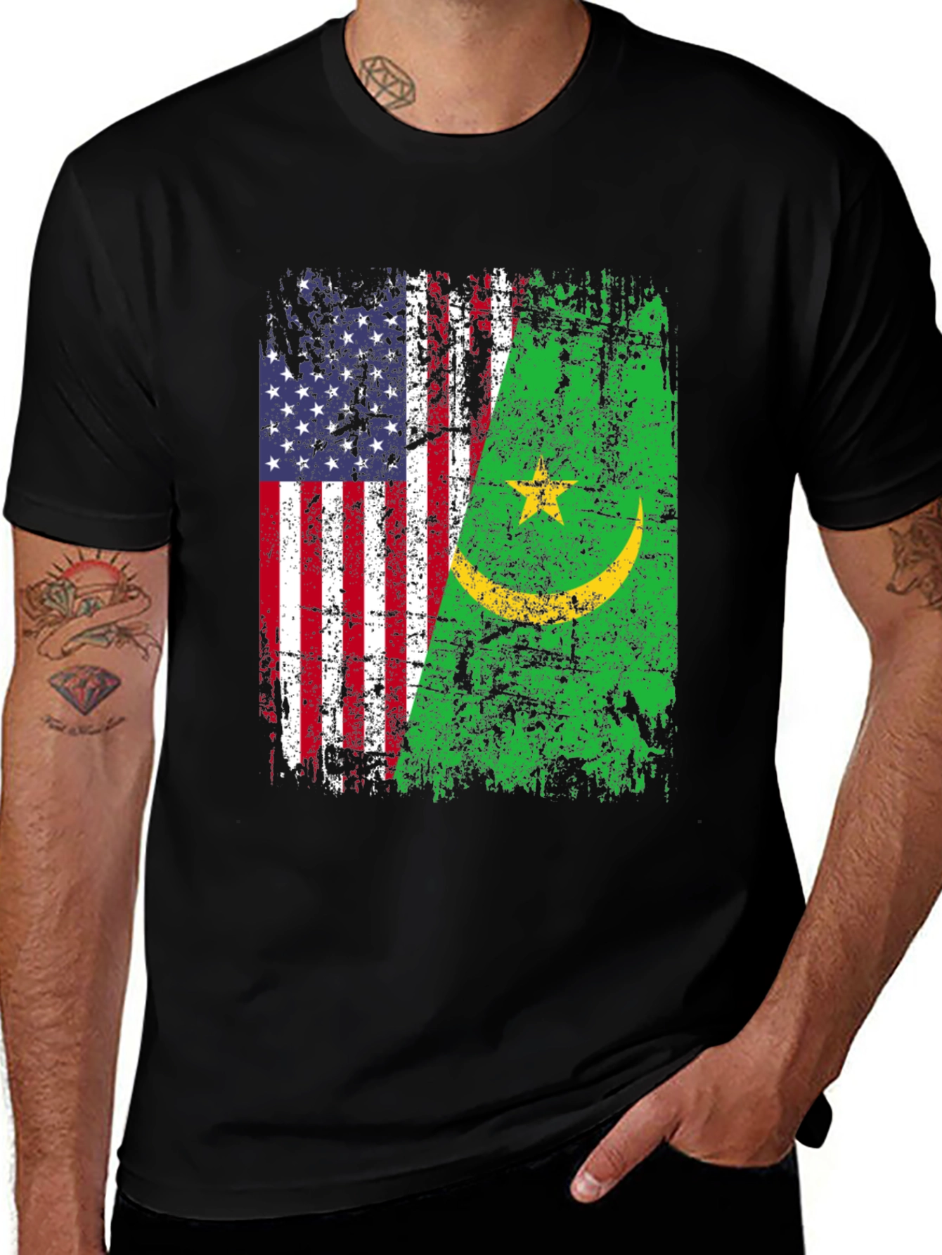Variant 25 of USA Mauritania Flags Graphic T-Shirt