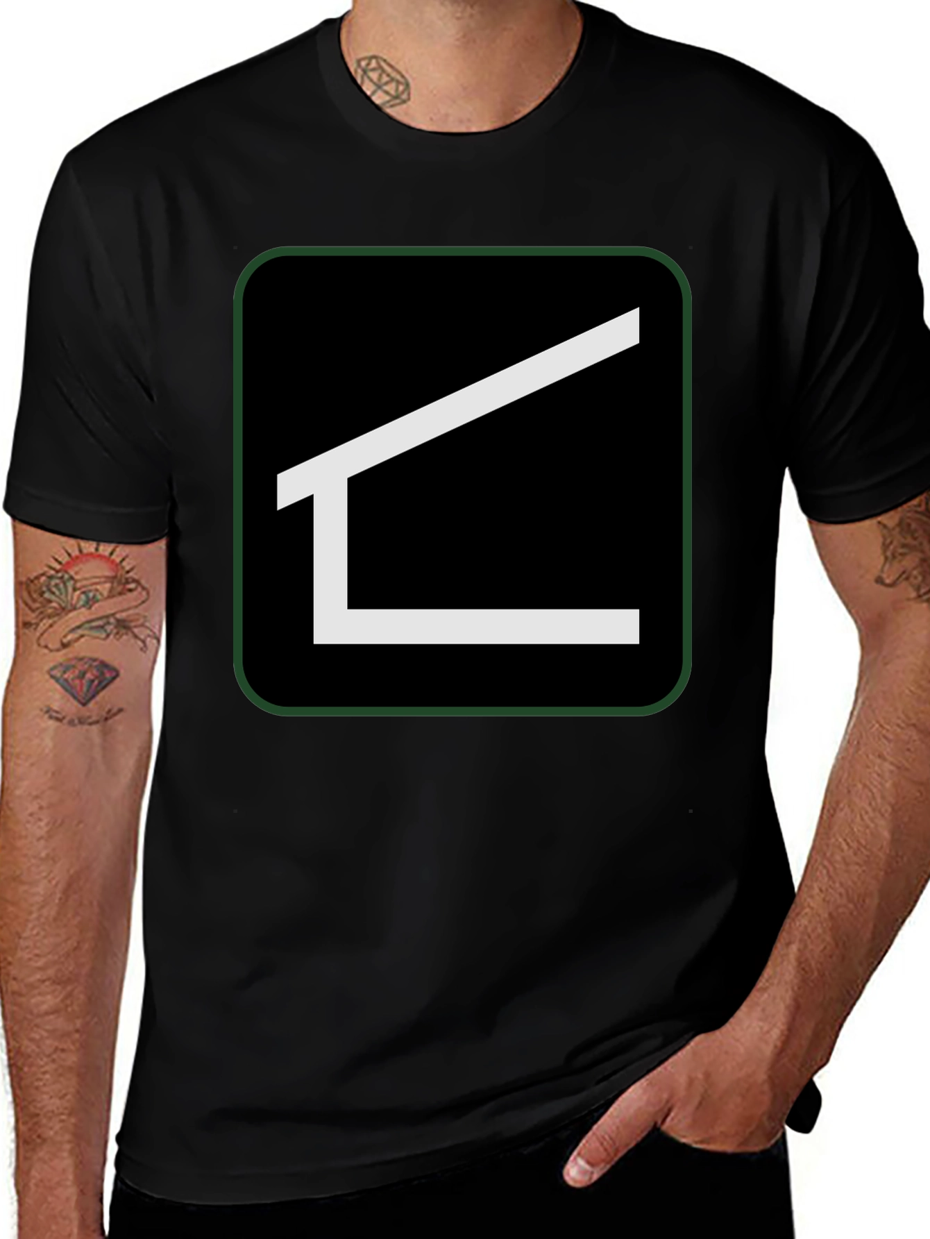 Abstract Roof Black T-Shirt - Modern Minimalist Design