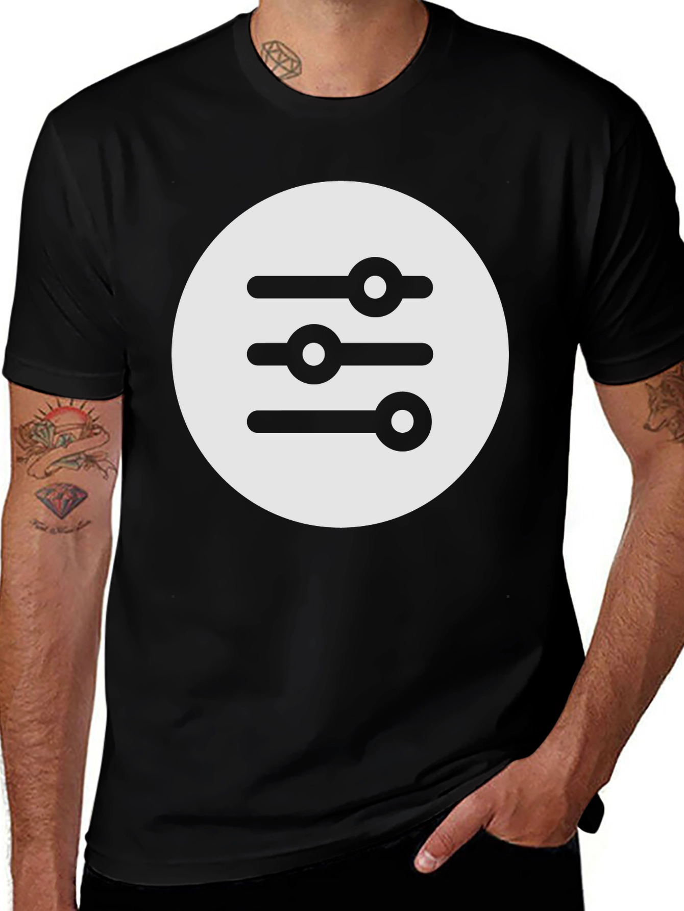 Black T-Shirt with Equalizer Circle Graphic
