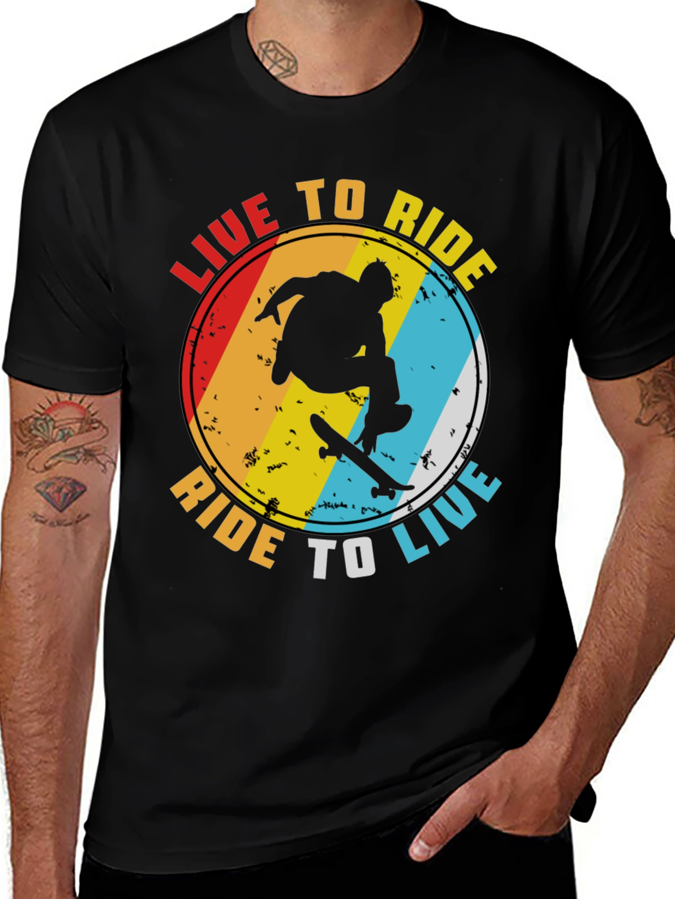 Variant 28 of Live to Ride Graphic Tee - Skateboard Design