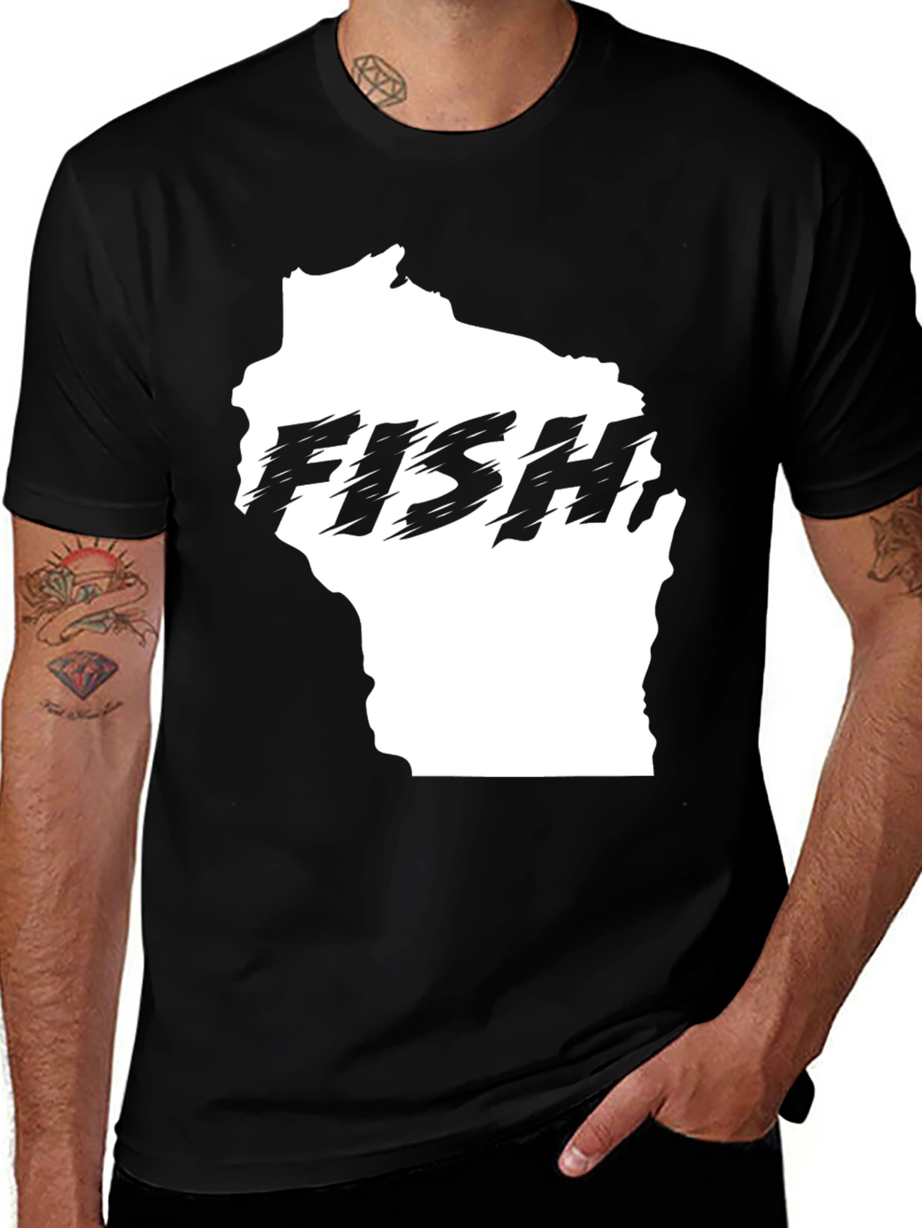 Wisconsin Fishing T-Shirt - Black