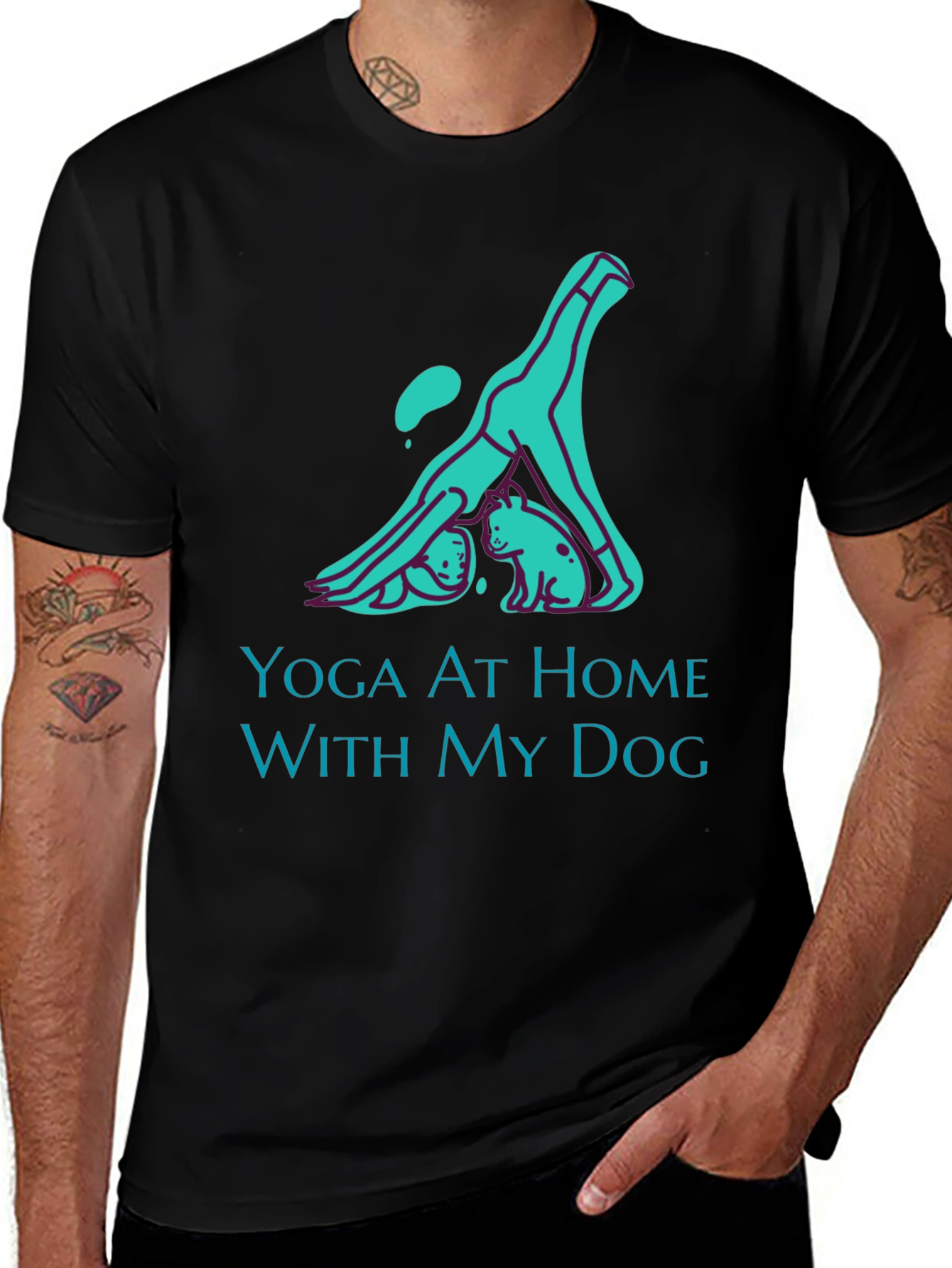 Variant 9 of Yoga At Home With My Dog Graphic T-Shirt