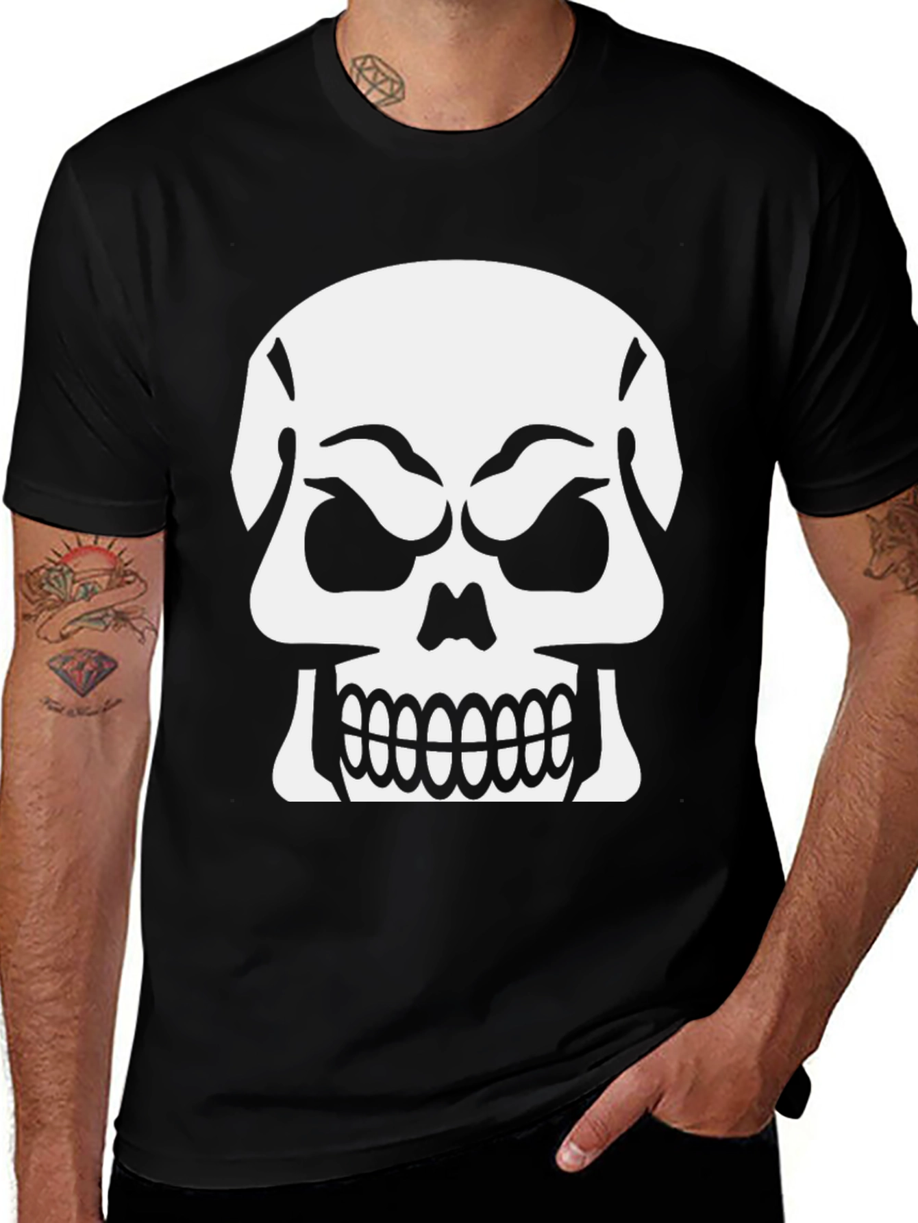 Variant 27 of Skull Graphic T-Shirt - Black Cotton Tee