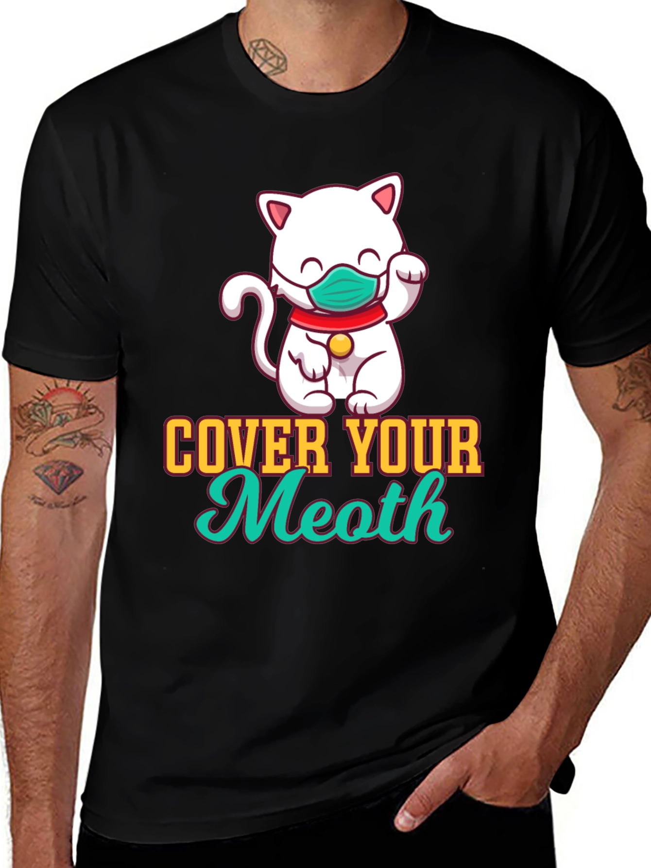 Variant 2 of Cover Your Meoth Cat Mask T-Shirt