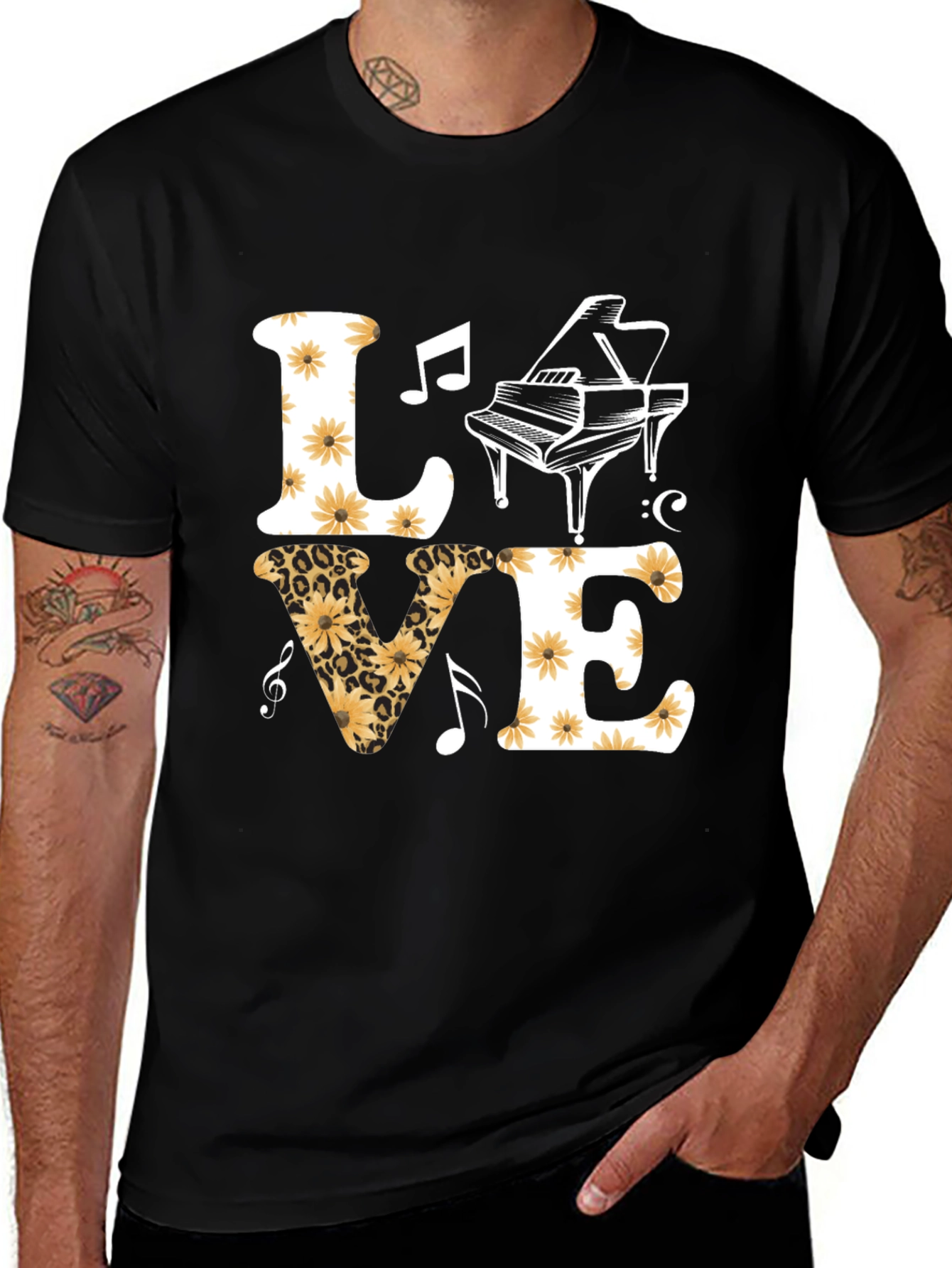 Variant 3 of Love Piano T-Shirt - Floral & Leopard Print