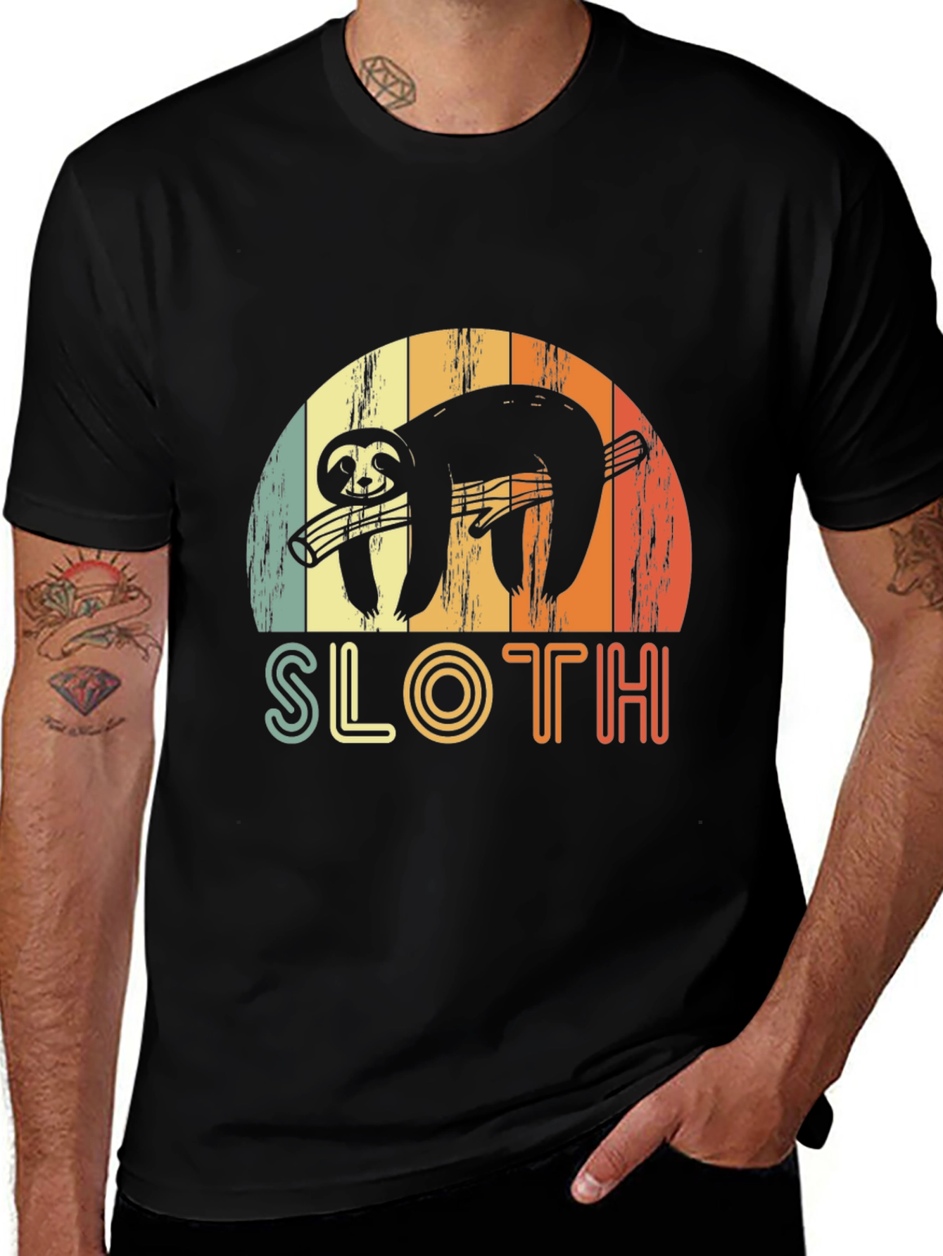 Variant 19 of Retro Sloth Guitar T-Shirt