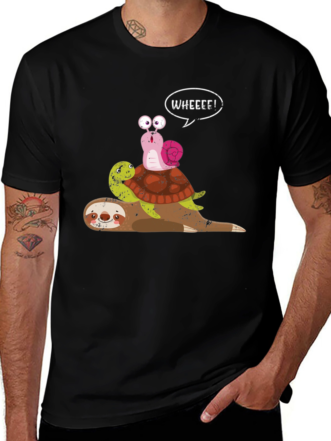 Variant 12 of Sloth Turtle Snail Wheee Funny Graphic Tee