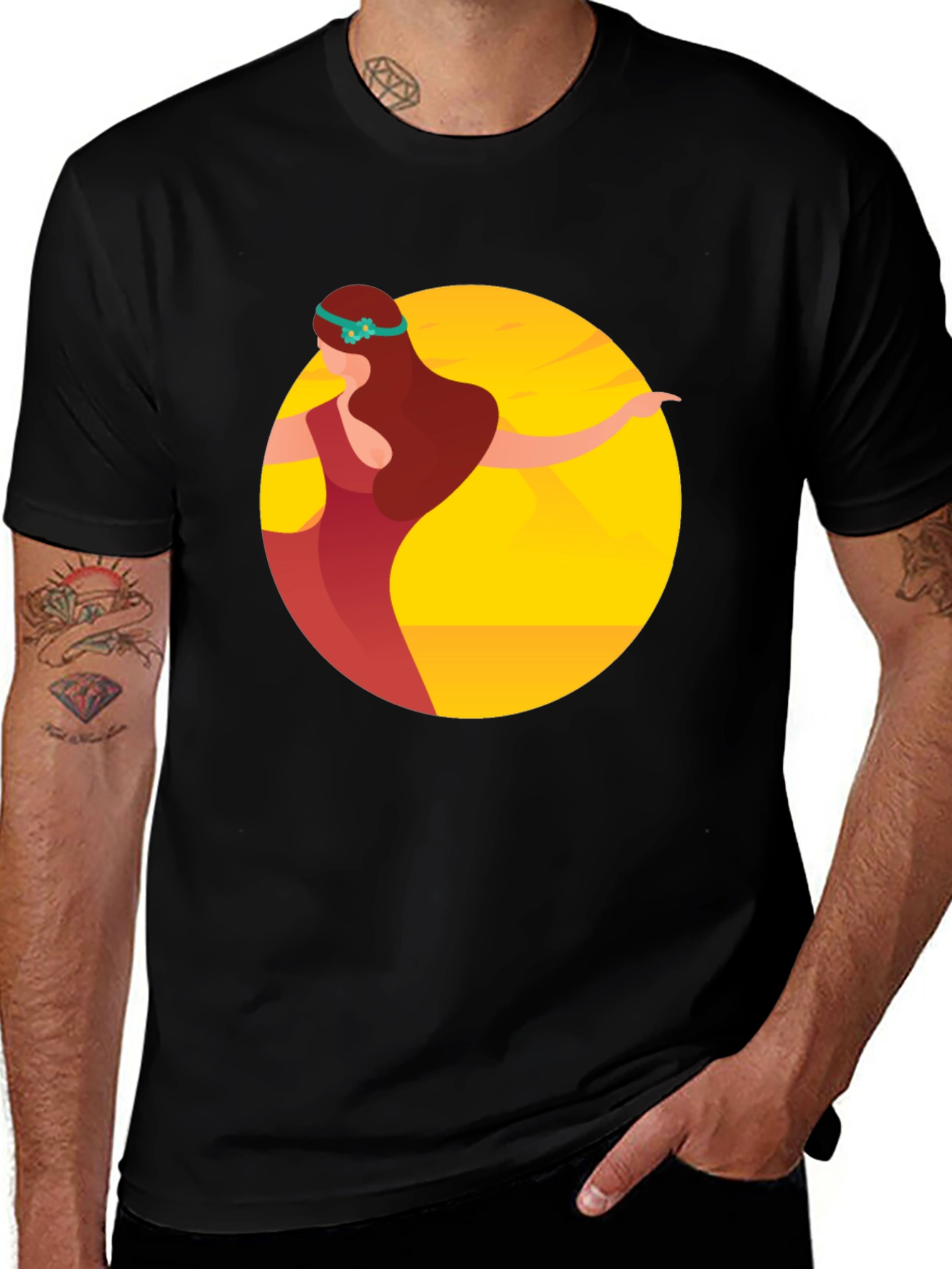 Variant 13 of Graphic Print Tee - Woman in Red Dress