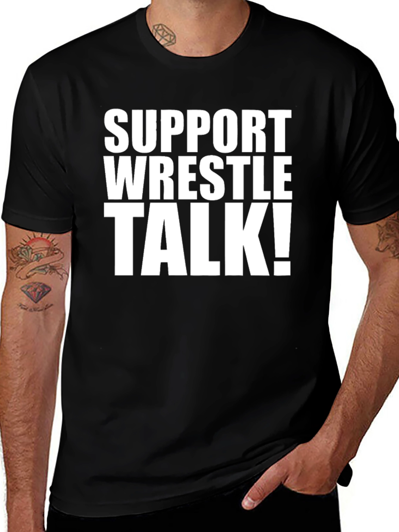 Support Wrestle Talk Black Graphic Tee