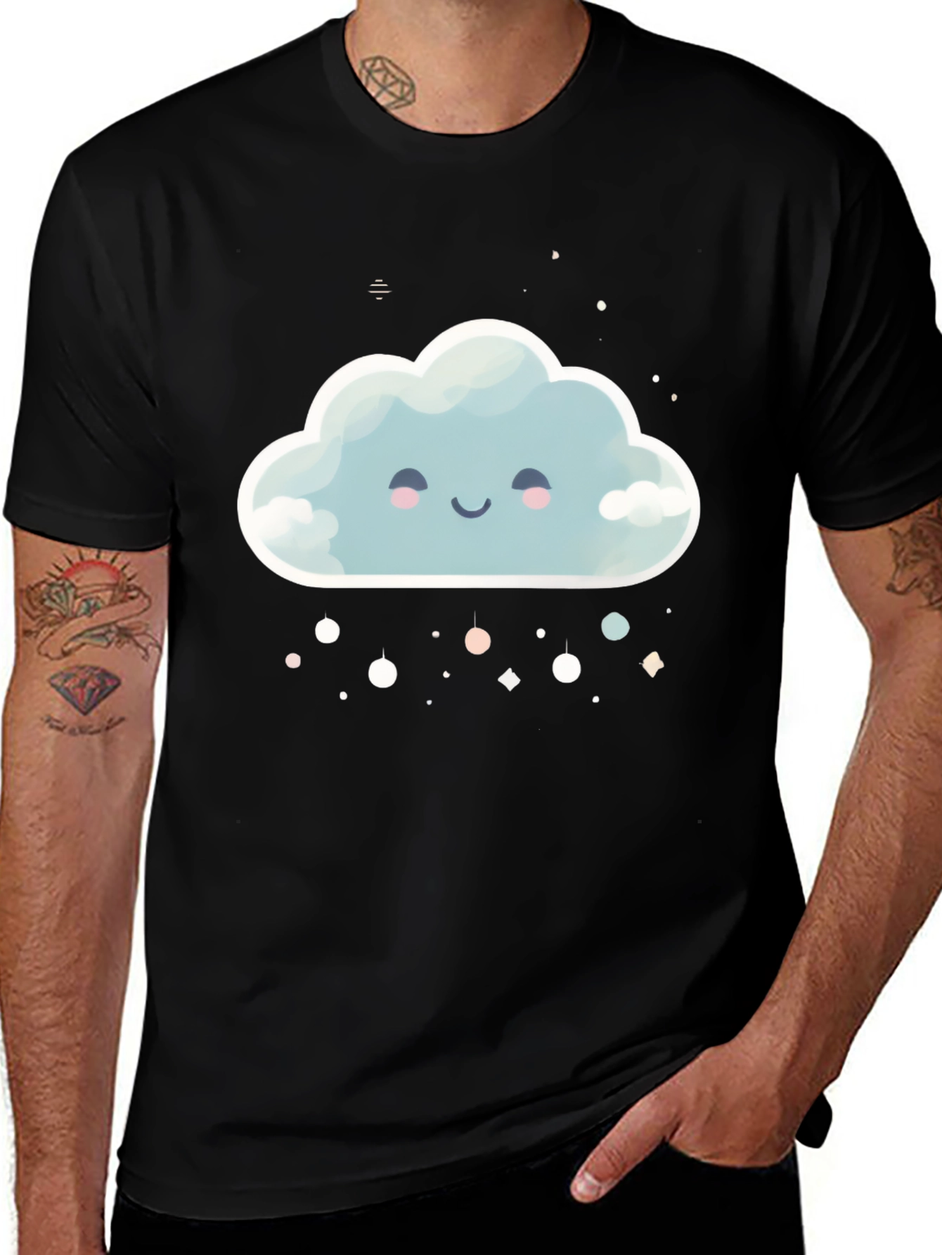 Variant 21 of Cute Cloud Graphic Tee - Unisex Black T-Shirt