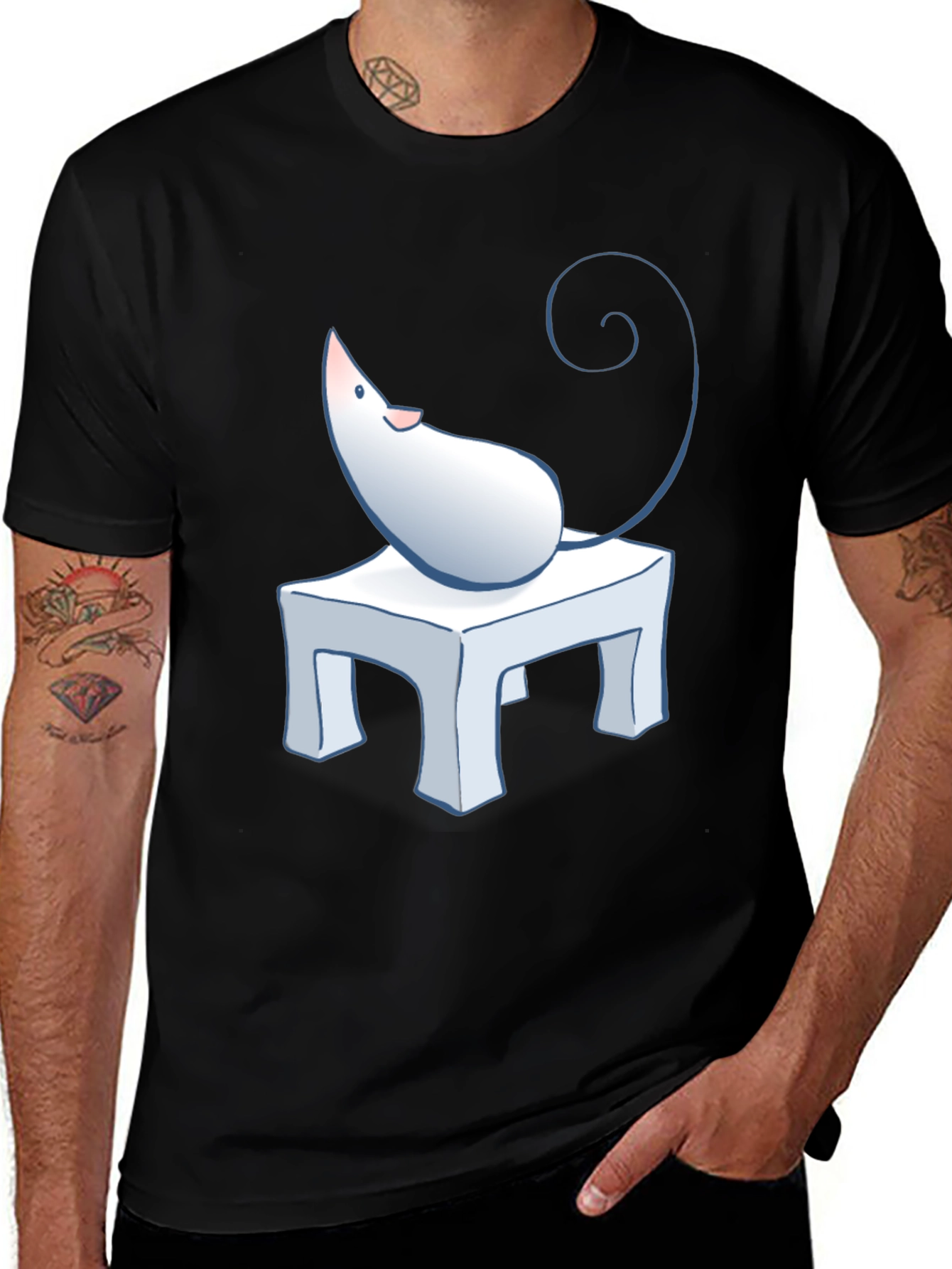 Variant 16 of Cartoon Mouse on Table Graphic T-Shirt