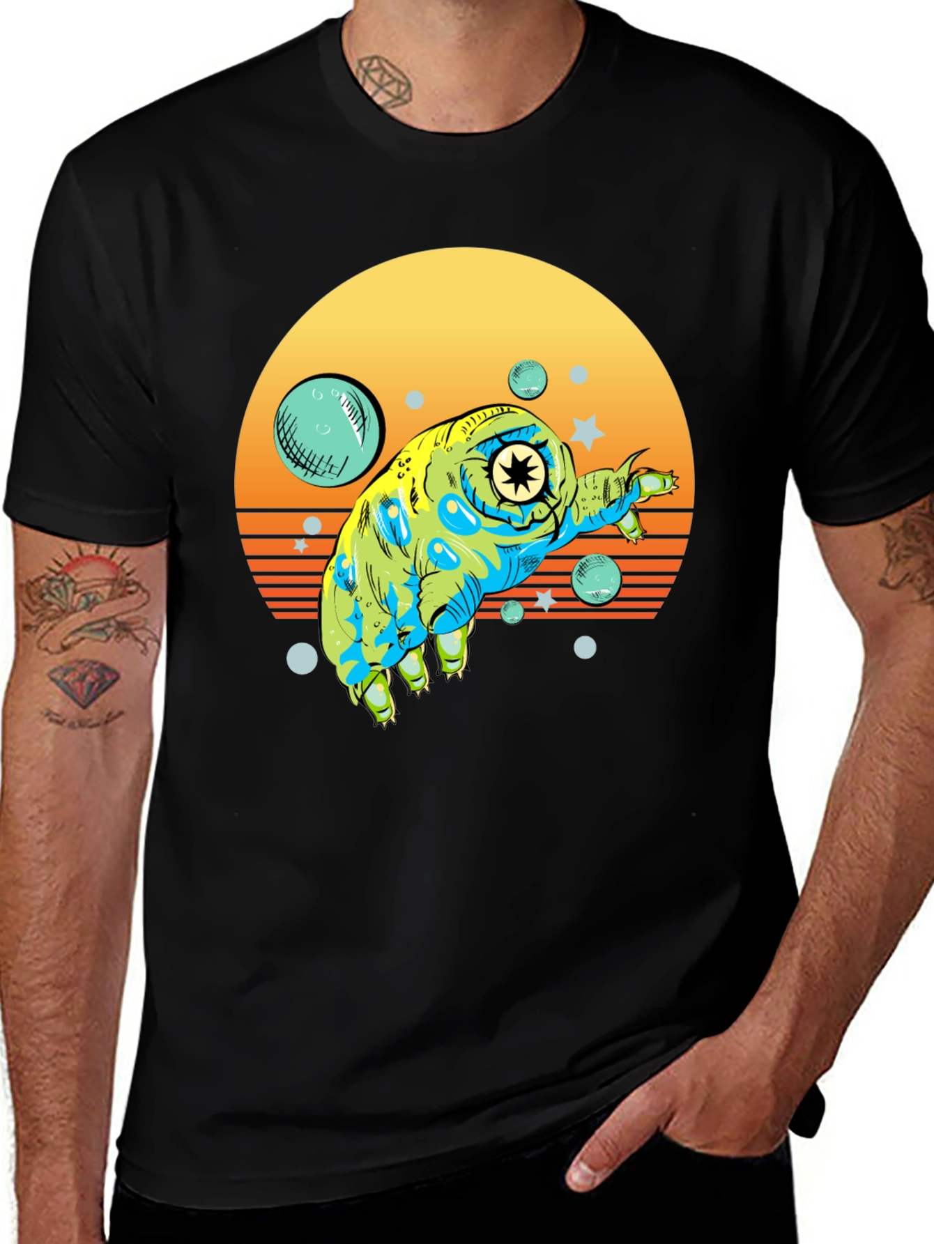 Tardigrade Retro Sunset Black T-Shirt