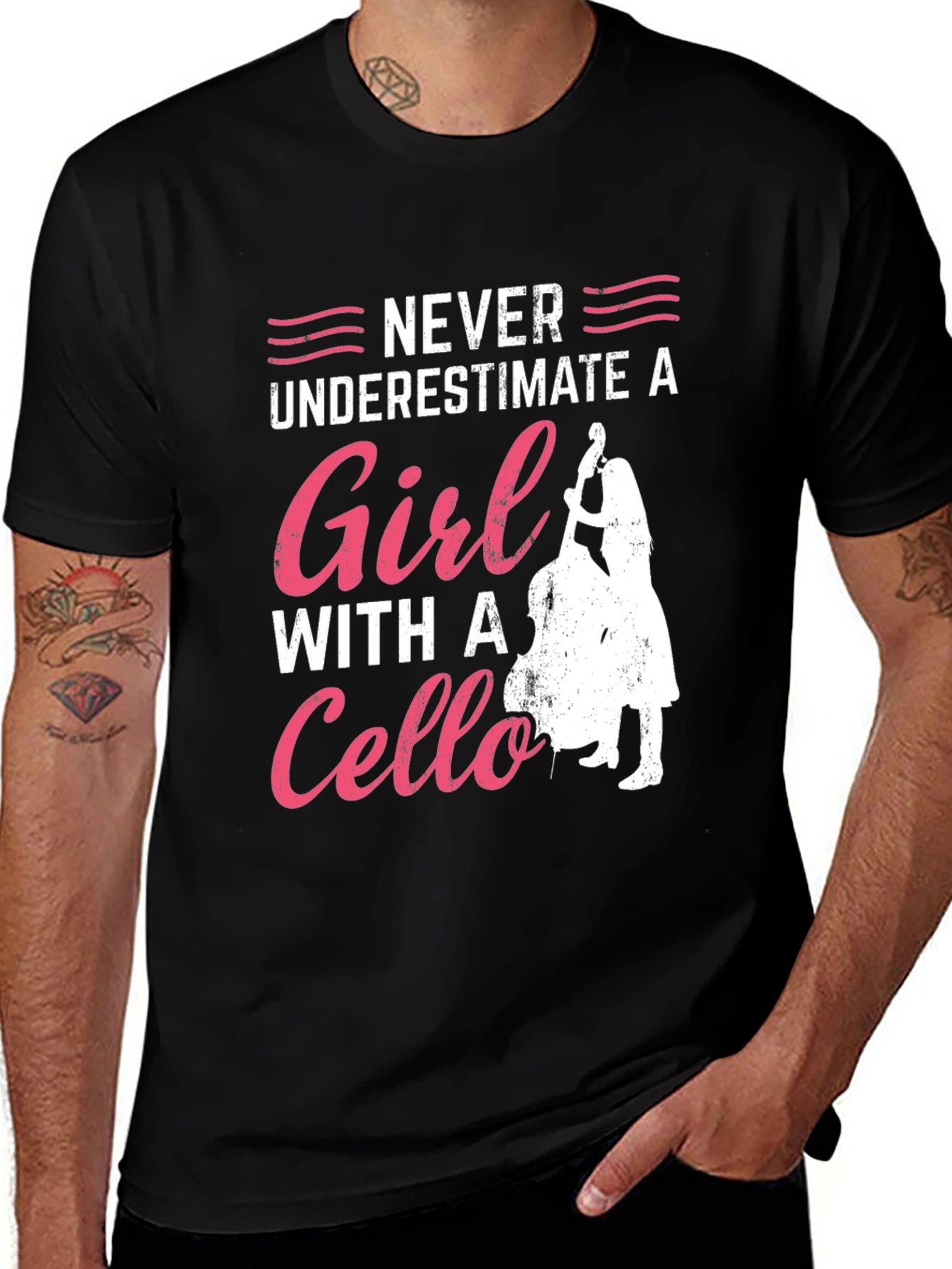 Variant 25 of Never Underestimate A Girl With a Cello T-Shirt
