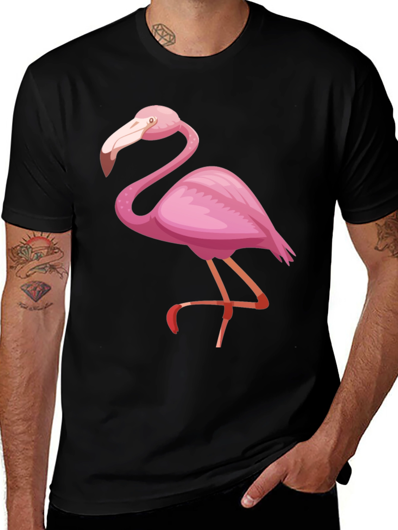 Variant 13 of Flamingo Graphic Tee - Stylish Black Cotton Shirt