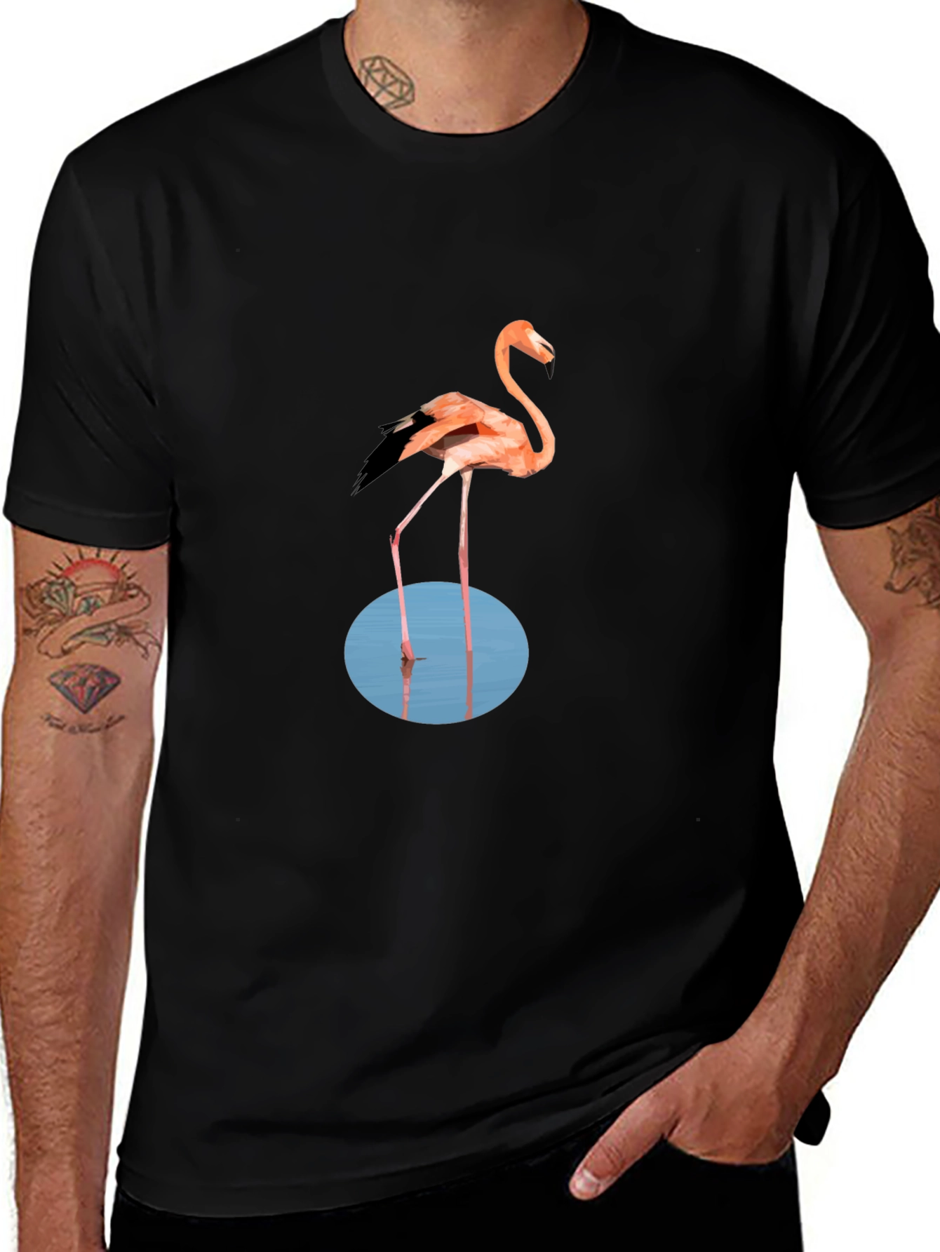 Variant 5 of Flamingo Graphic Print T-Shirt - Black
