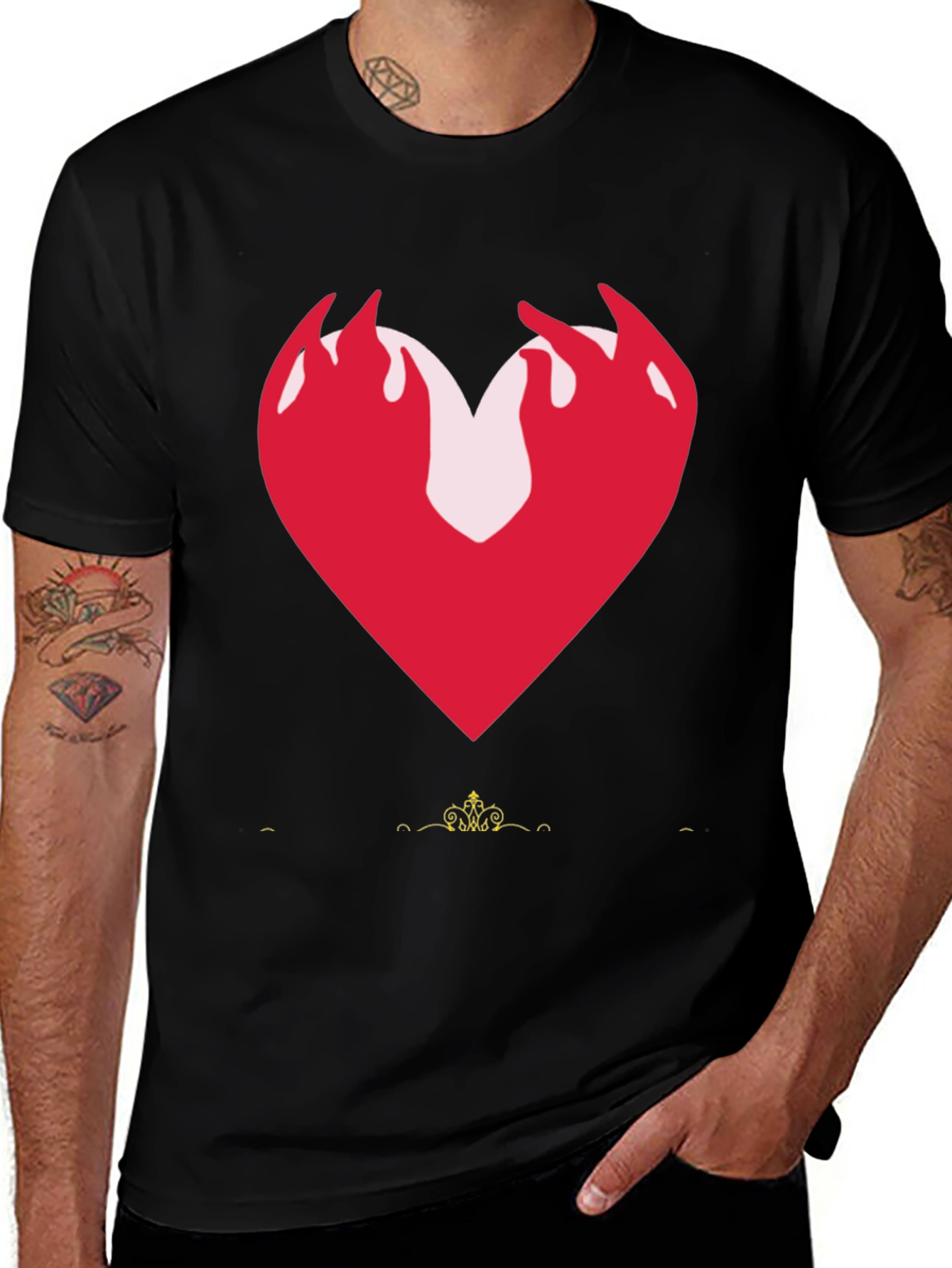 Variant 4 of Flame Heart Graphic Tee - Black