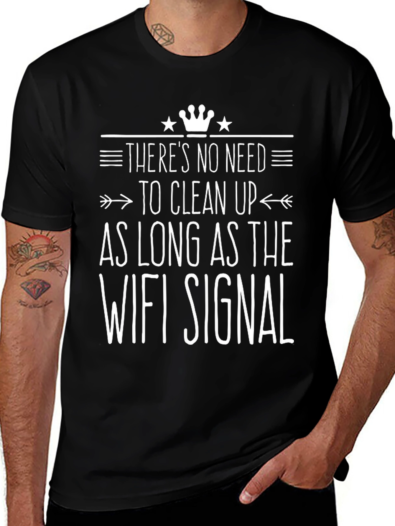 Variant 9 of Funny WiFi Signal T-Shirt - No Need to Clean Up!