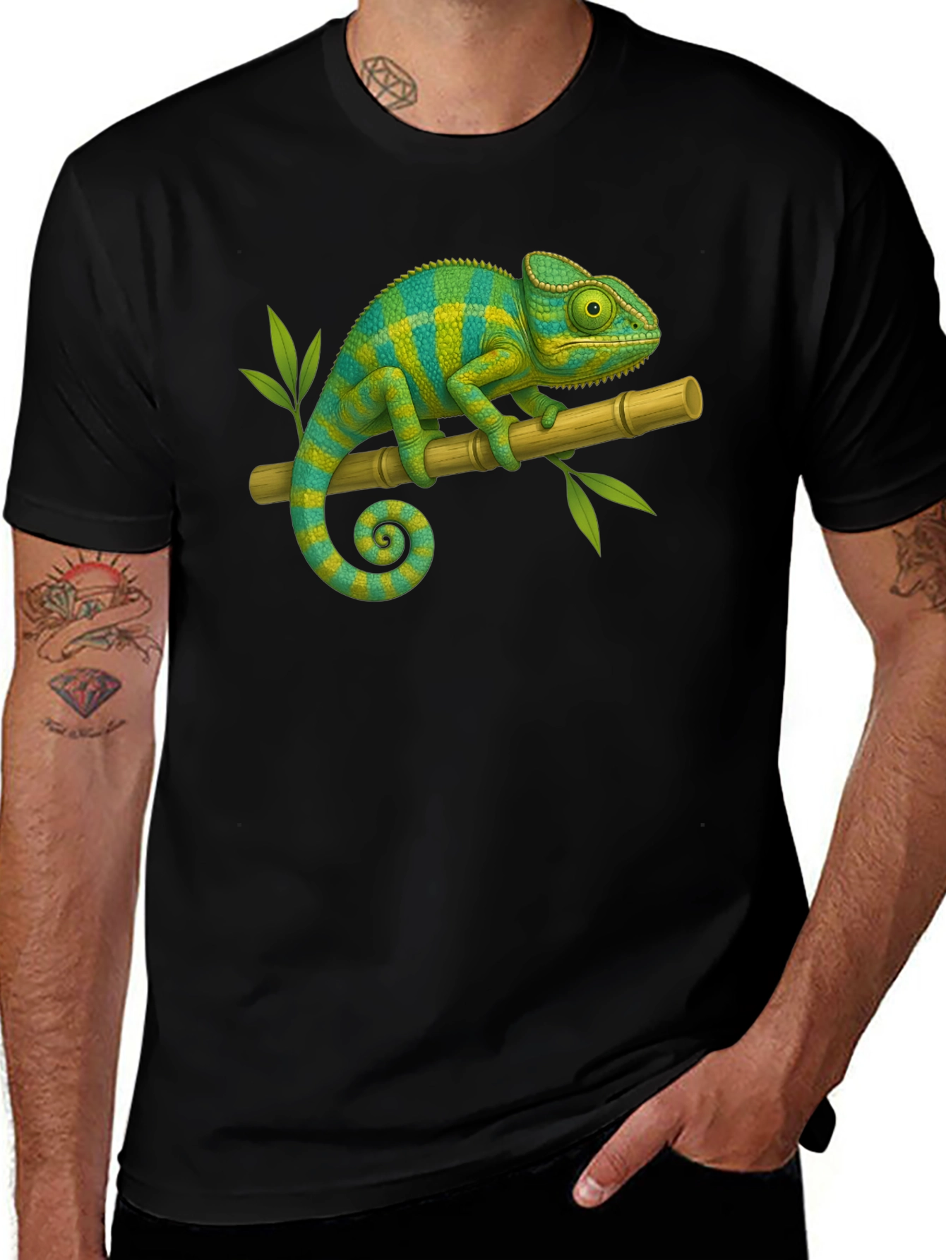 Variant 16 of Chameleon Graphic Tee - Cool Reptile Design