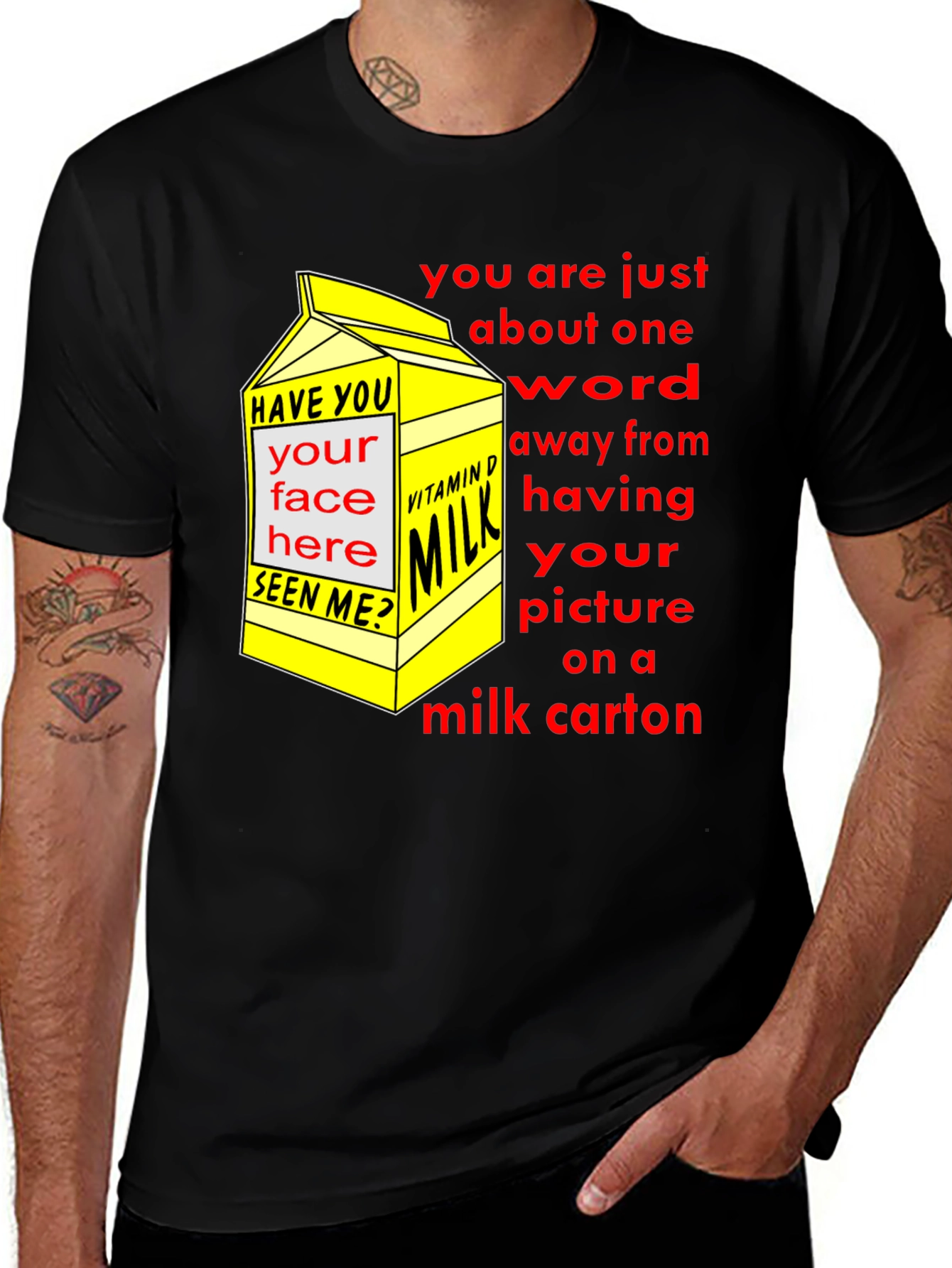 Funny Milk Carton T-Shirt - Missing Person Joke