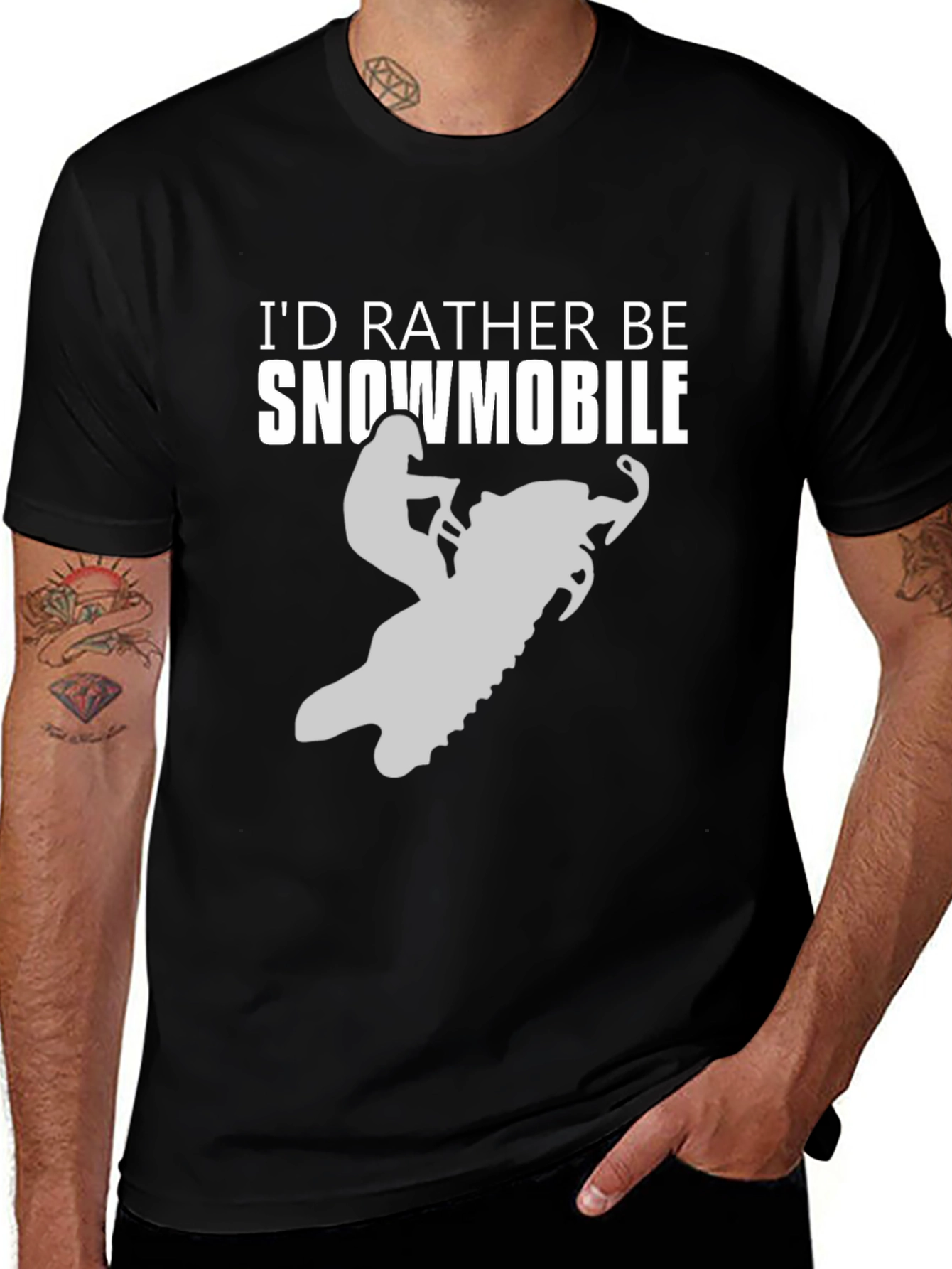 Variant 24 of I'd Rather Be Snowmobiling T-Shirt - Black