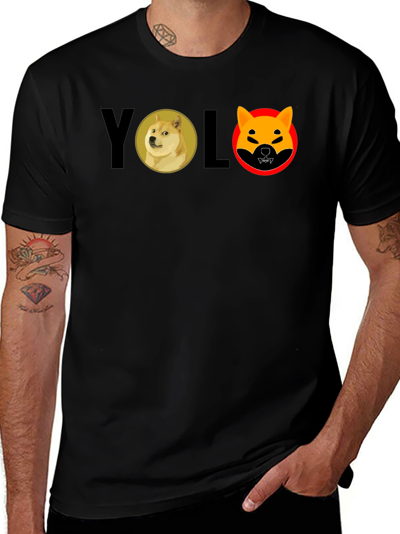 Variant 13 of YOLO Crypto Meme T-Shirt - Doge & Shiba Inu