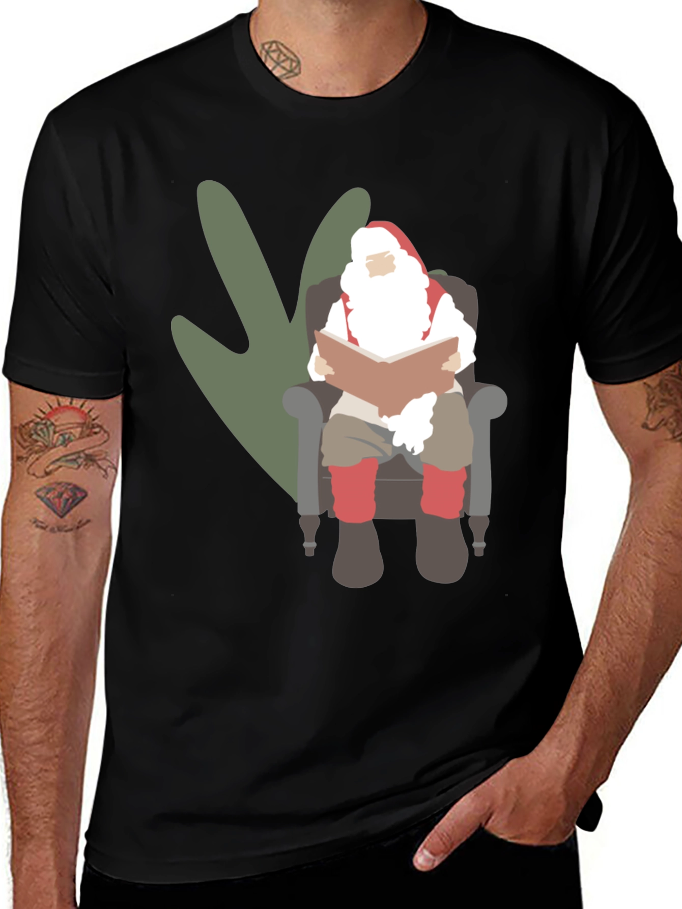 Santa Reading T-Shirt: Cozy Holiday Graphic Tee