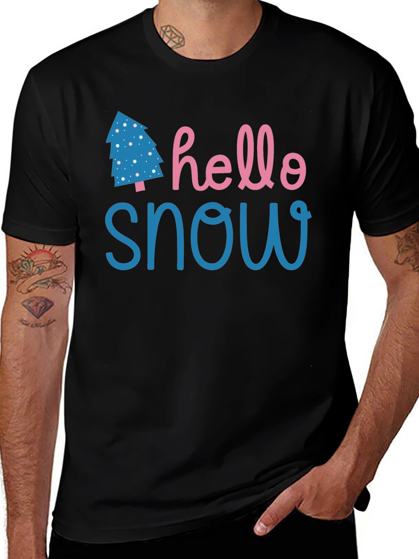 Variant 8 of Hello Snow Graphic Tee - Festive Winter Shirt