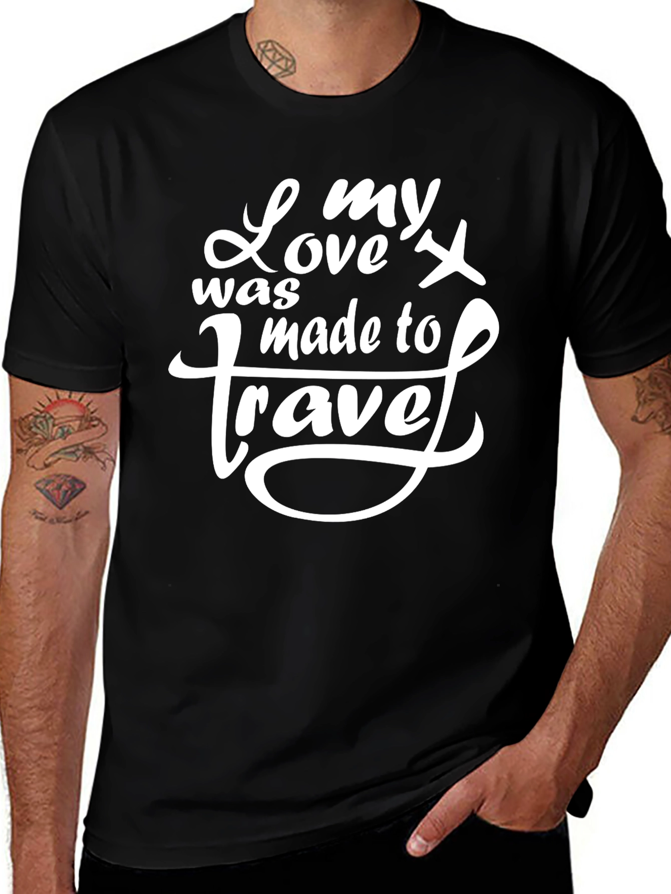 My Love was Made to Travel Black T-Shirt