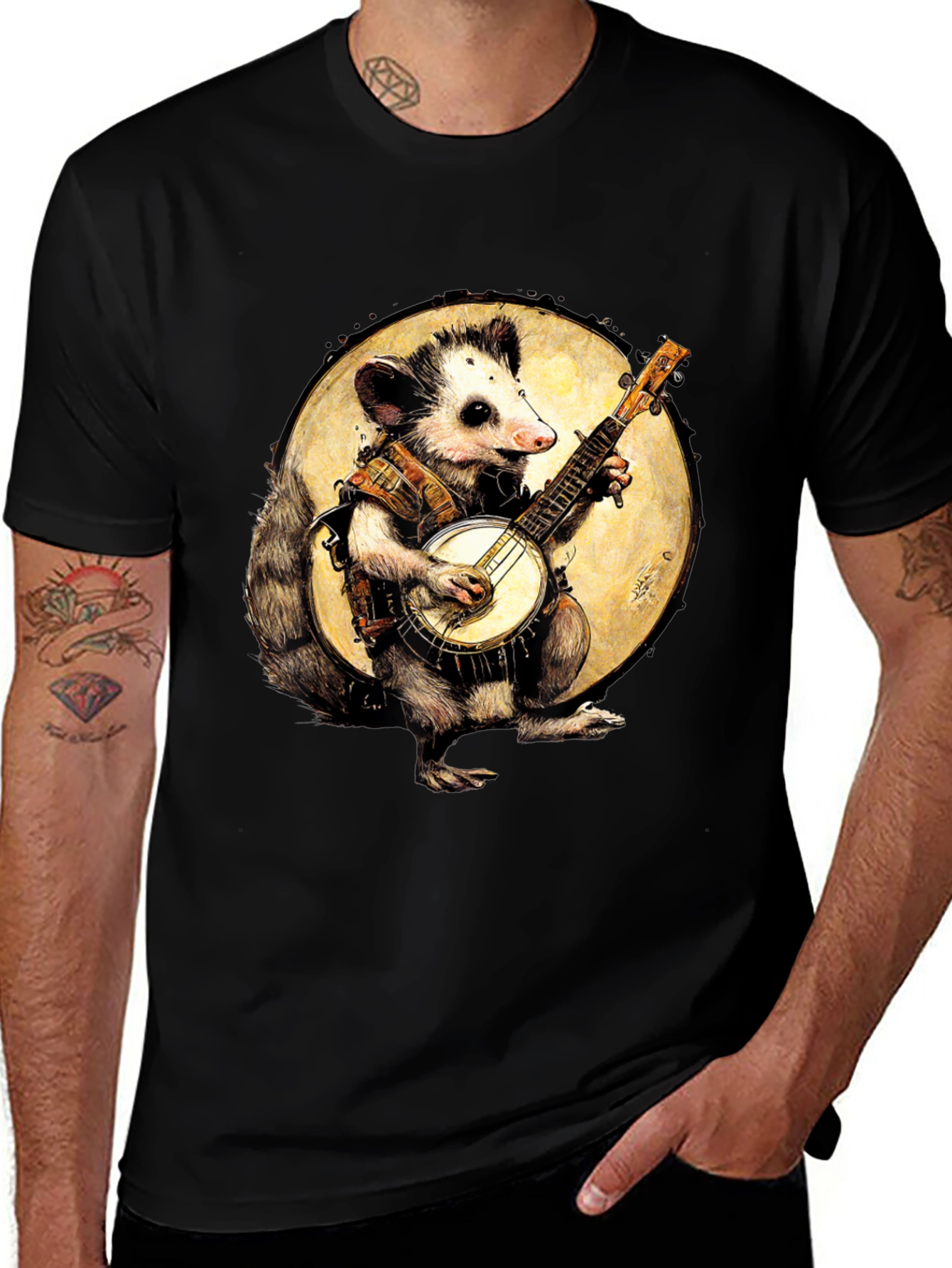 Variant 12 of Banjo Playing Opossum Graphic Tee