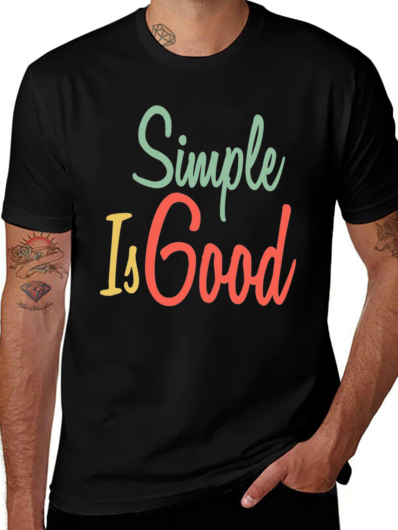 Variant 24 of Simple Is Good Graphic Tee - Men's Black T-Shirt