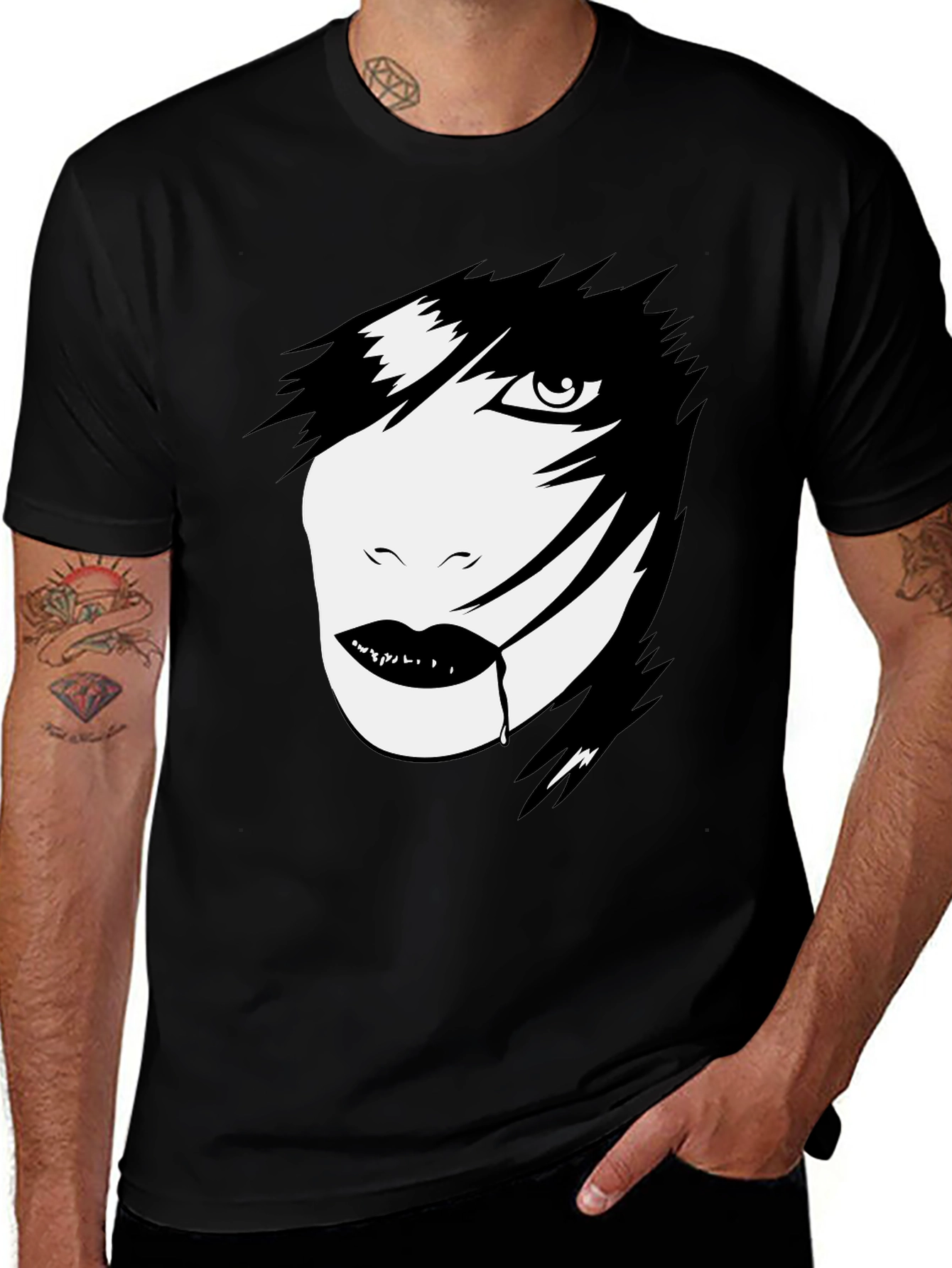 Variant 11 of Emo Portrait Graphic Tee - Dark Style