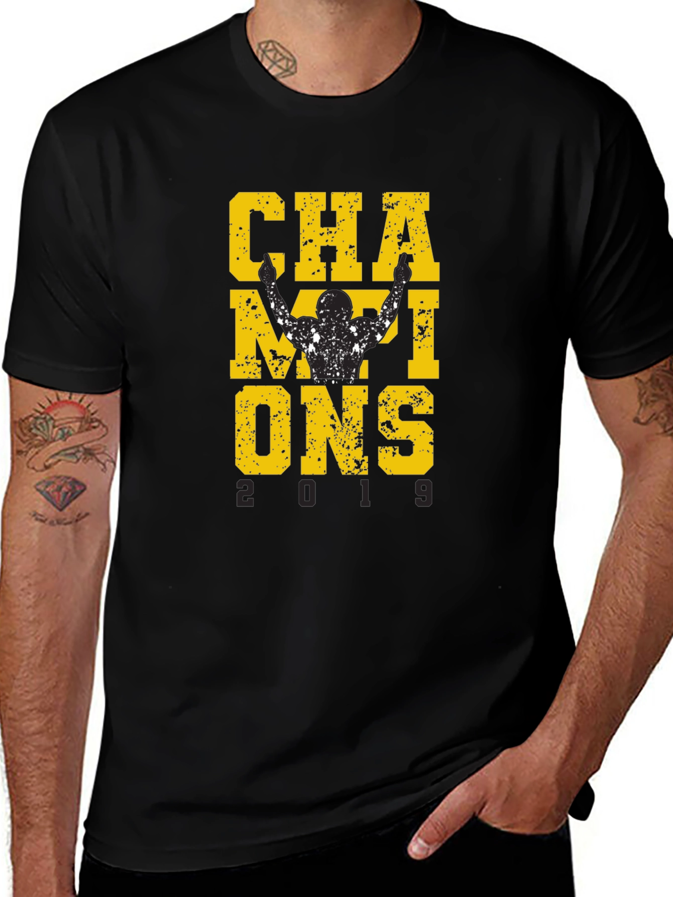Champions 2019 Graphic Tee - Black Cotton T-Shirt