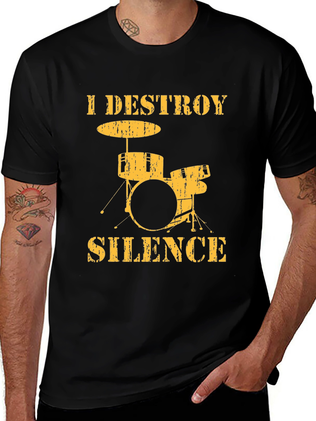 Variant 4 of I Destroy Silence Drummer Graphic T-Shirt